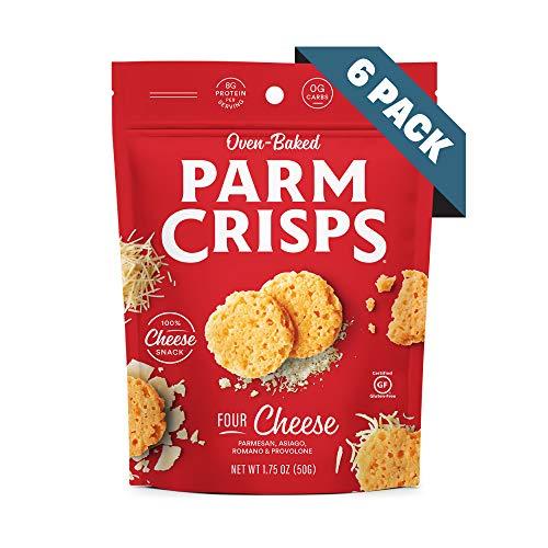 Parmcrisps ParmCrisps – Four Cheese Parm Crisps, Made Simply with 100% REAL Cheese | Healthy Keto Snacks, Low Carb, High Protein, Gluten Free, Oven Baked, Keto-Friendly | 1.75 Oz (Pack of 6)