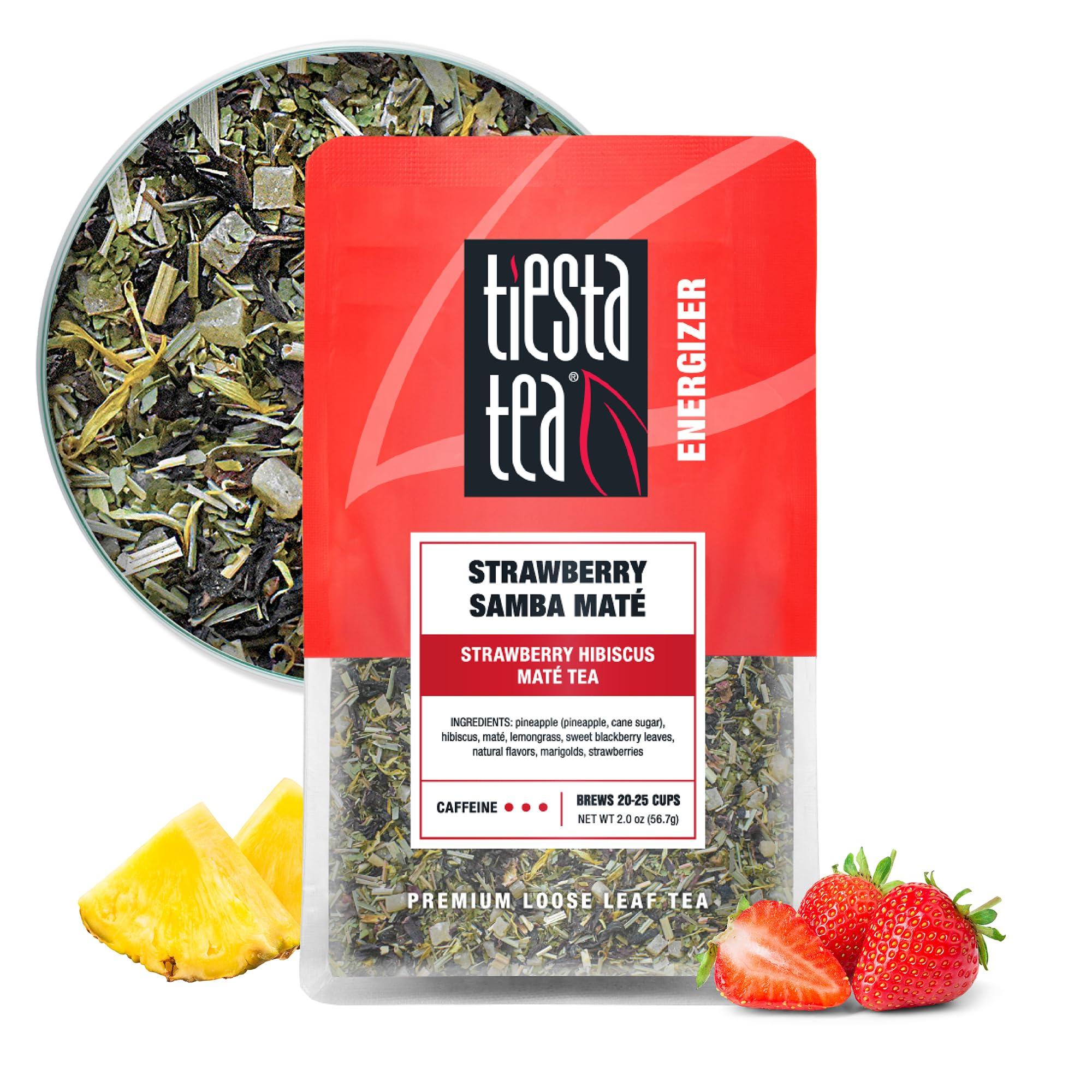 Tiesta Tea Tiesta Tea - Strawberry Samba Mate - Strawberry Hibiscus Mate Tea - Loose Leaf Tea Blend - High Caffeinated Fruit Tea - Make Hot or Iced Tea Up to 25 Cups - 2 oz Resealable Pouch