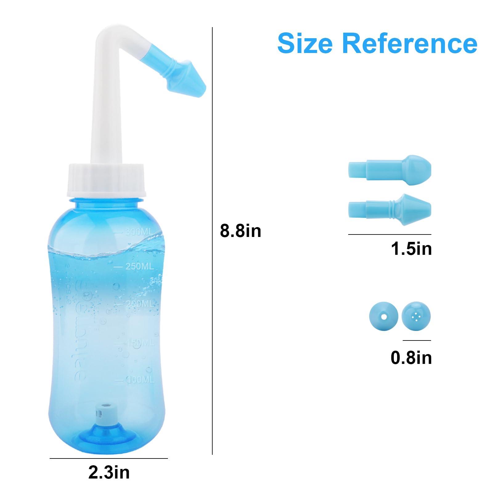 Miruchertter Miruchertter Nasal Wash Bottle Neti Pot Sinus Rinse 300ml Nose Wash Cleaner Sinus Rinse Bottle for Effective Nasal Irrigation Ideal for Adults and Kids BPA Free, Blue