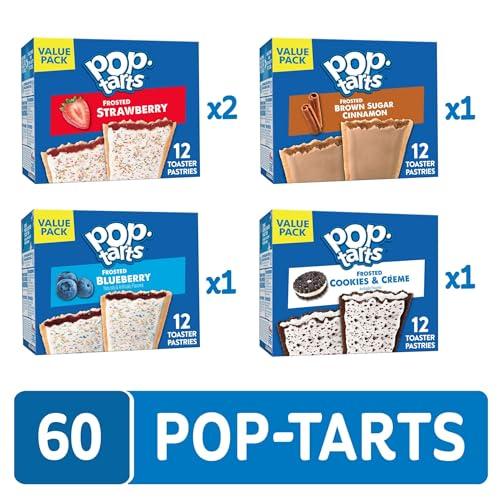 Pop-Tarts Pop-Tarts Toaster Pastries, Breakfast Foods, Kids Snacks, Variety Pack (5 Boxes, 60 Pop-Tarts)
