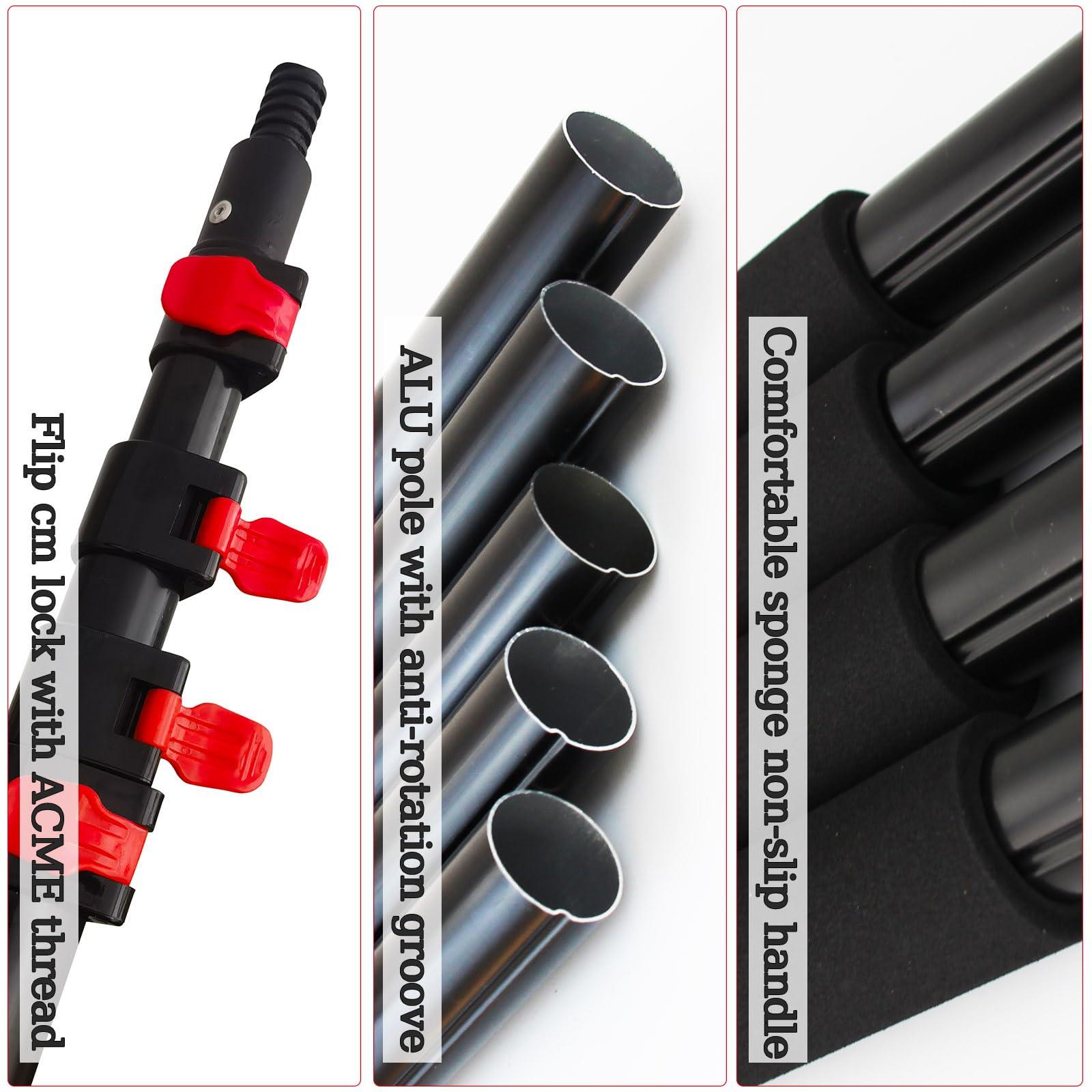 GRASKY Window Cleaning Water Fed Pole Brush Kit with Soap Dispenser Telescopic Extendable Solar Panel Washing Tool