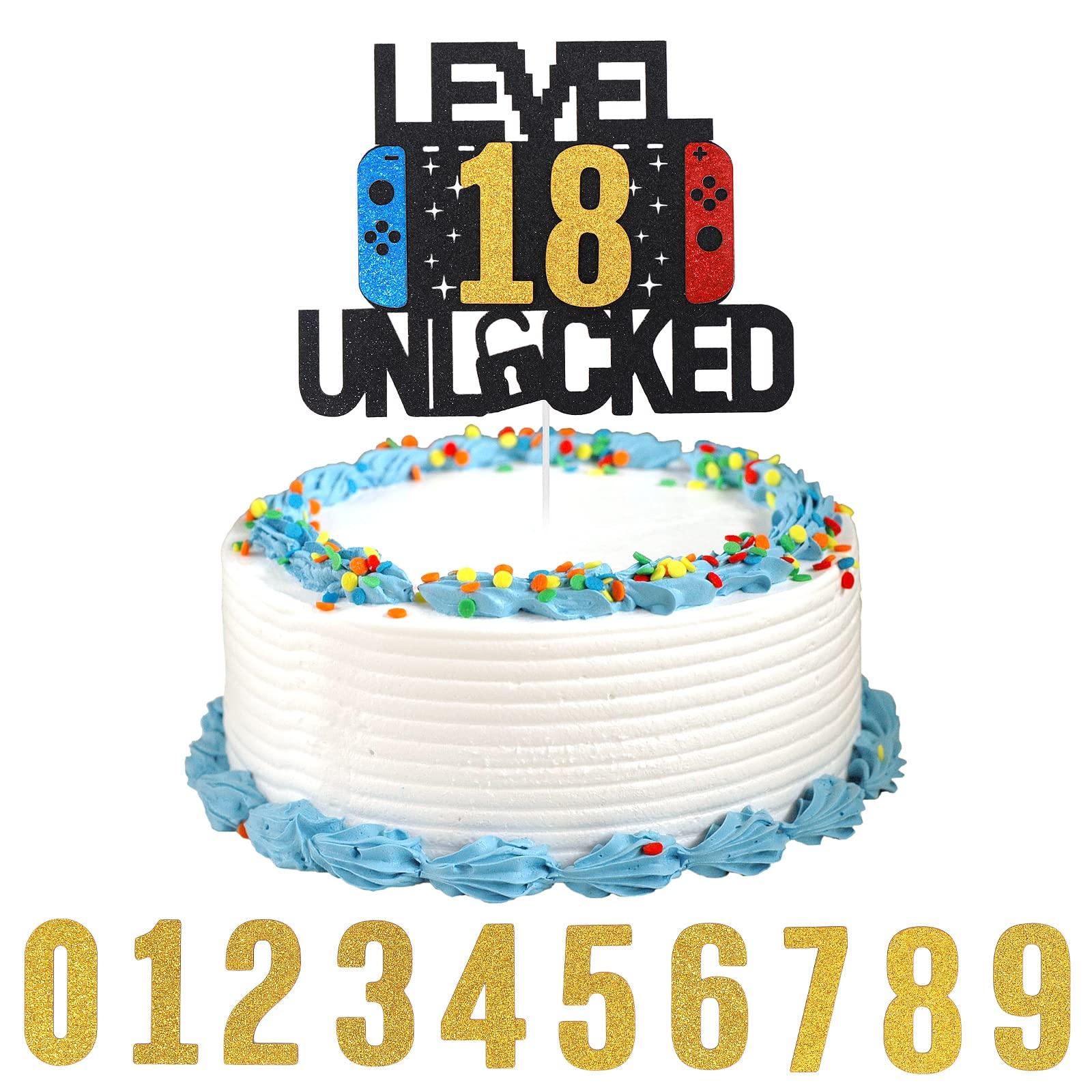 Prasacco Prasacco Level Unlocked Birthday Cake Topper DIY Level Up Happy Birthday Cake Topper Video Gaming Themed Party Decorations for Kids Boys Girls Gamer
