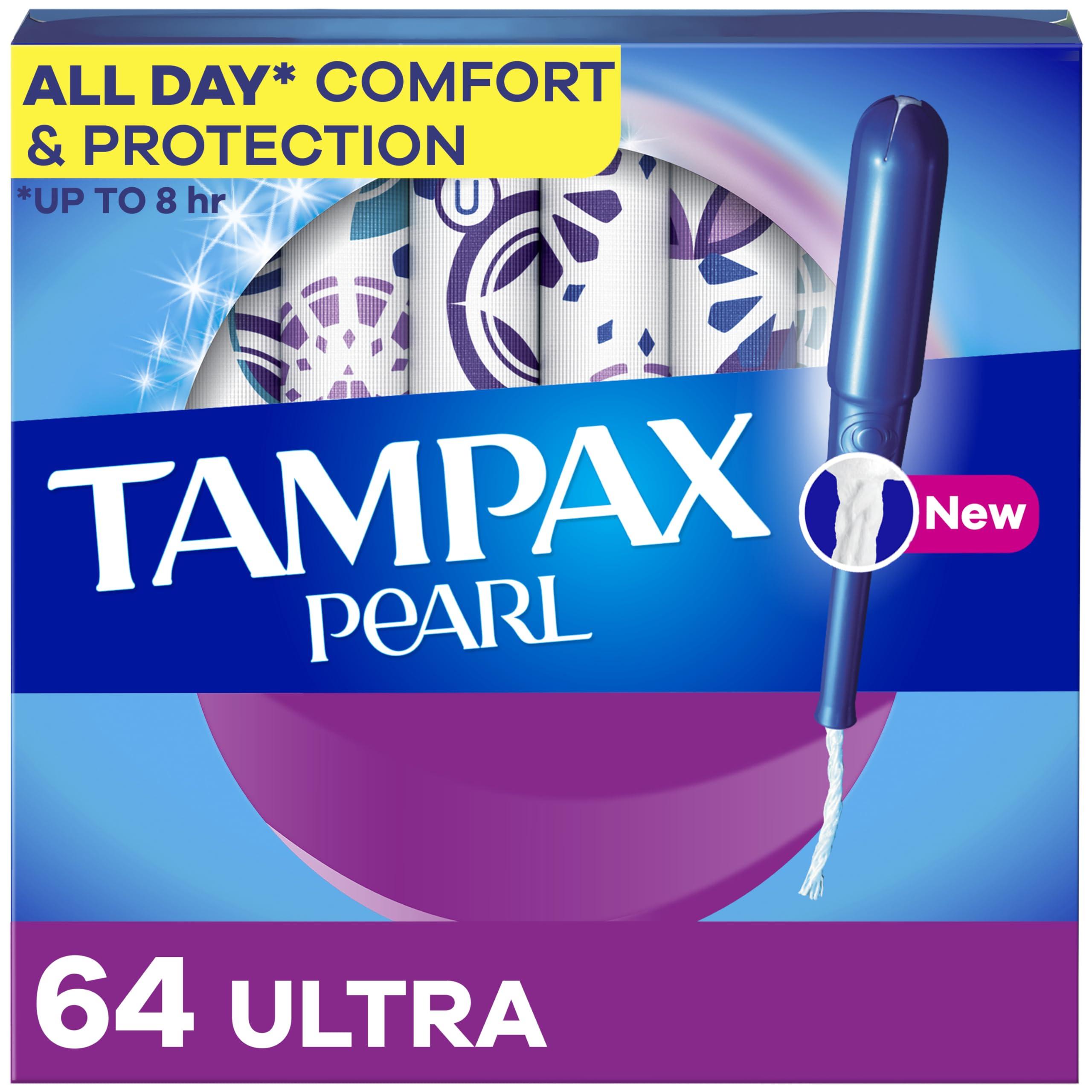 Tampax Tampax Pearl Tampons Ultra Absorbency with BPA-Free Plastic Applicator and LeakGuard Braid, Unscented, 32 Count