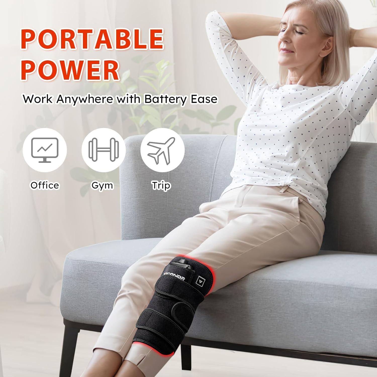 Viconor Red Light Therapy Device for Knee Elbow Joint PainTherapy Pad with 660nm Light and 850nm Near Infrared Light, APP Control, Led Red Light Therapy Wrap Home Use Gift (Black1)