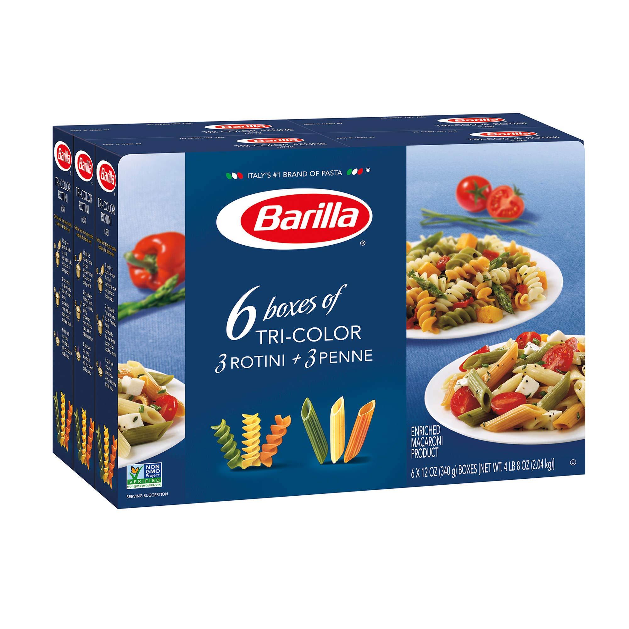 Barilla Barilla Pasta, Tri-Color Penne & Tri-Color Rotini, 12 Ounce (Pack of 6)