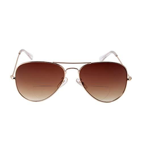 PROSOOL Sunglasses Bifocal Sunglasses With Readers Gradient Lens UV400 Reading Glasses (Gold Brown, 300)