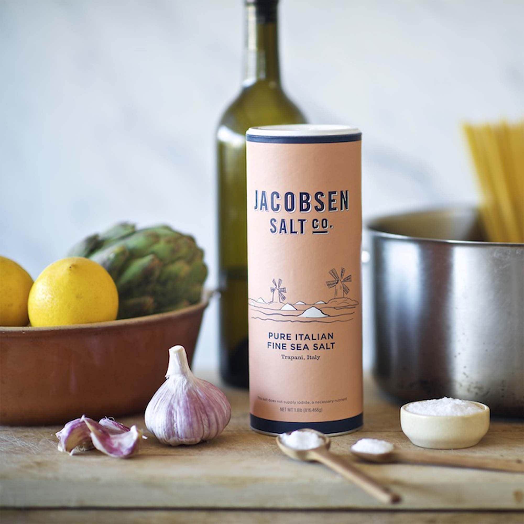 JACOBSEN SALT CO Jacobsen Salt Co. Pure Italian Fine Grain Sea Salt - Real Sea Salt for Cooking, Baking, or Pickling, Gourmet Seasoning, Harvested in Italy - 1.8 lb