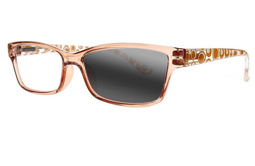 bestvision Bifocal Transition Photochromic Women Colorful Patterns Rectangular Reading Glasses +1.0~+3.0 (Orange, 1.00)