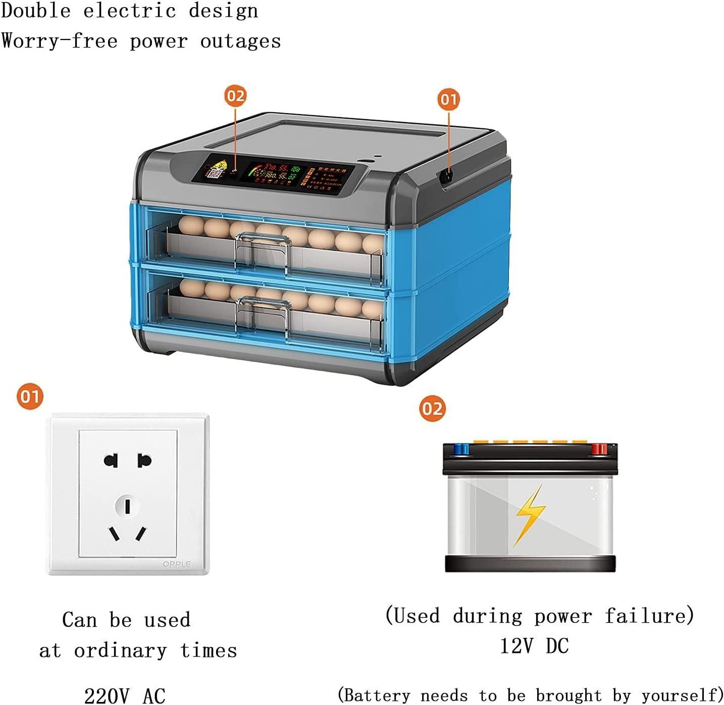 LINCYS 128/192/300egg Incubator, Digital Fully Automatic Brooding Machine Poultry Hatcher with Fully Automatic Egg Turning and Humidity Control Bird Hatcher,128Egg