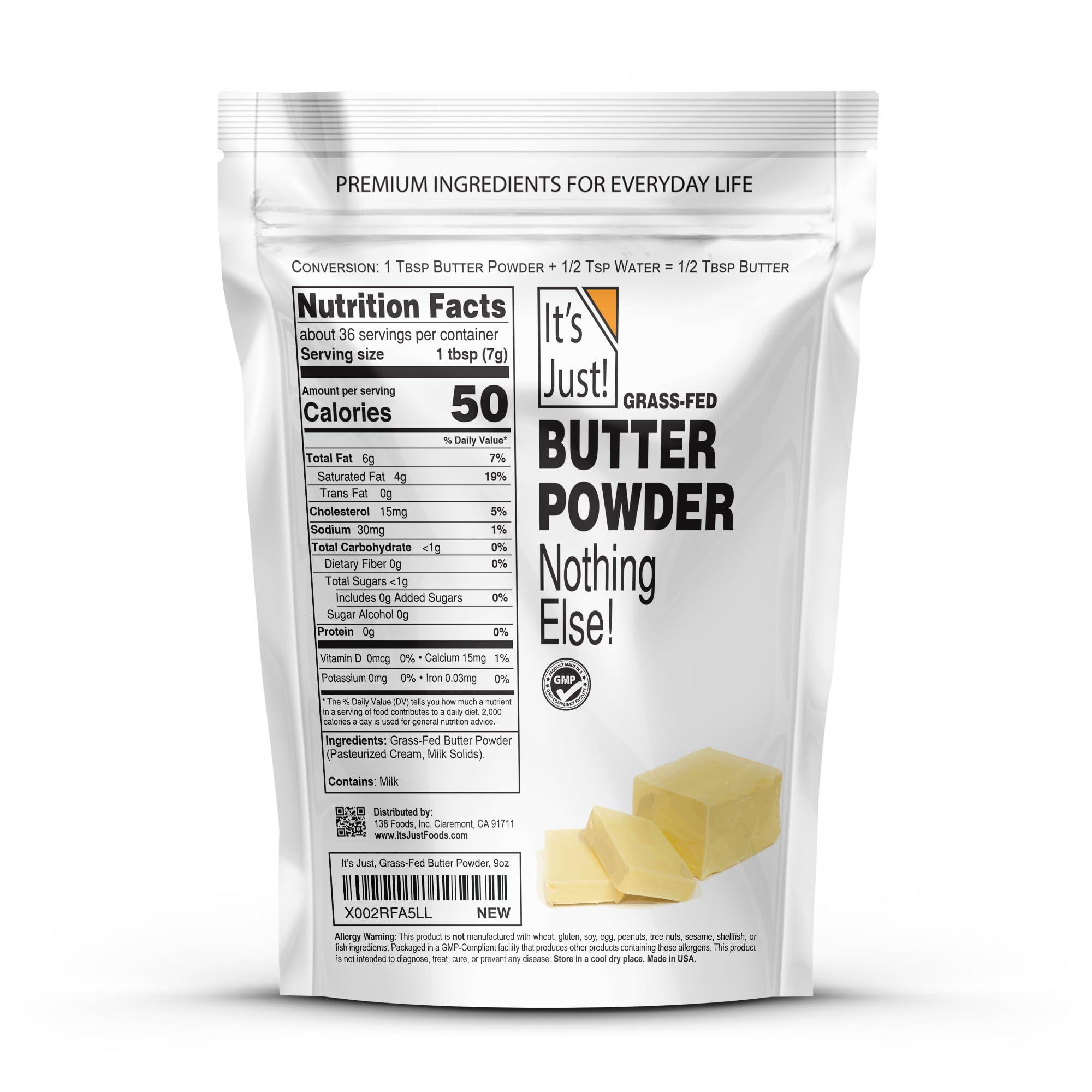 It's Just! It\'s Just - Grass-Fed Butter Powder, Made from Real Butter, Shelf Stable, Just Add Water, Made in USA, 9oz