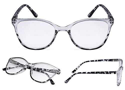 LUR READING GLASSES 4 pack Oversized Cat Eye Design Large Eyeglasses for Women Reading (Grey, 2.75)