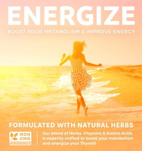 Healths Harmony Thyroid Support with Iodine - 120 Capsules (Non-GMO) Improve Your Energy - Ashwagandha Root, Zinc, Selenium, Vitamin B12 Complex - Thyroid Health Supplement for Women and for Men - 60 Day Supply