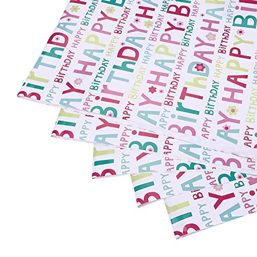 PENINSULA LOVE 10 Sheets Happy Birthday Gift Wrapping Paper for Kids boys Girls Cute Cartoon Design Birthday Present Wrap Paper 20x28 inches Recyclable Gift Wrapping Paper Sheets Paper Colorful Birthday Wrap Design