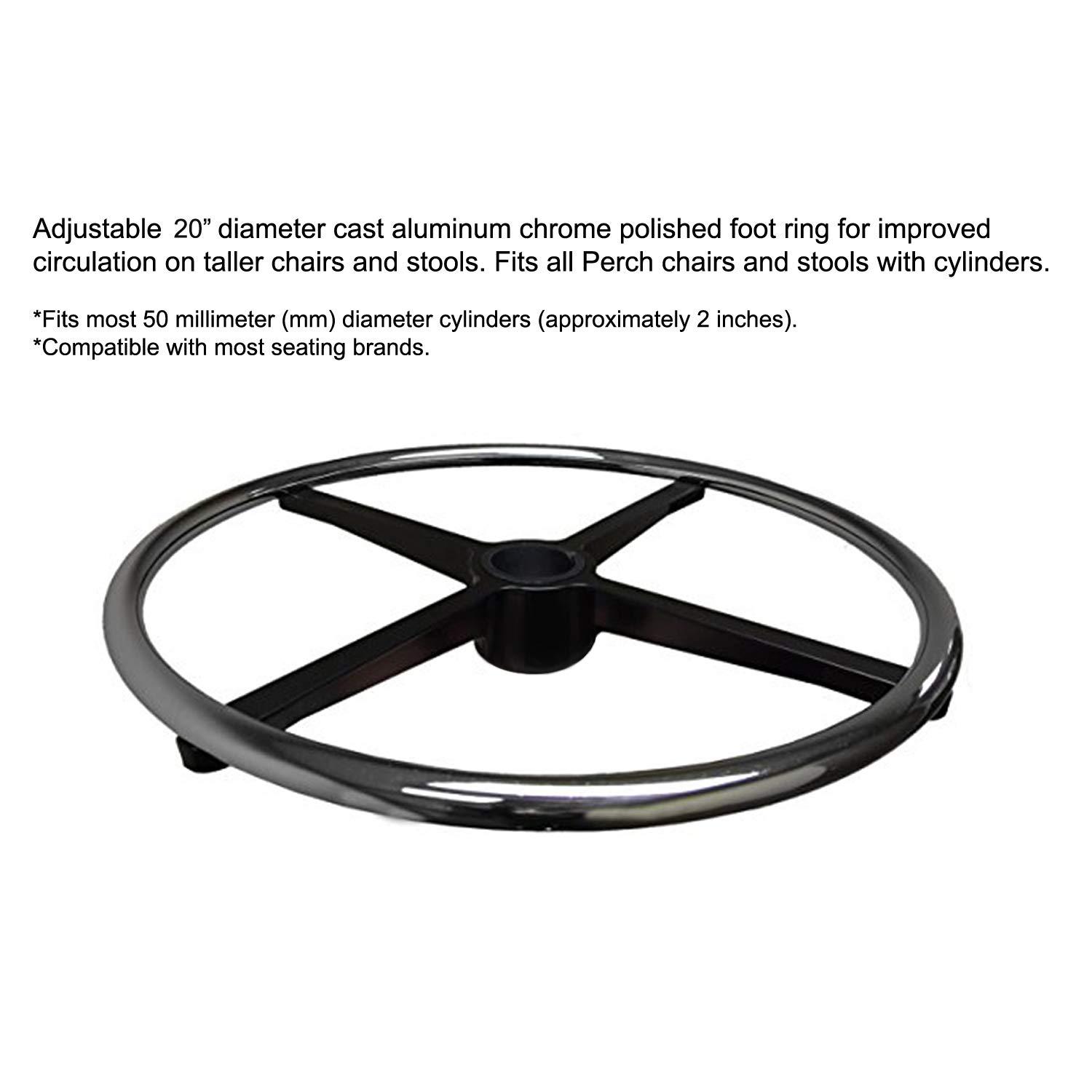 Perch Chairs & Stools Perch Chrome Rolling Dental Stool Adjustable Height with Procedure Arm & Foot Ring for Carpet Or Linoleum - Workbench Height - Rolling Stool with Wheels - Dental Assistant Chair (Charcoal Vinyl)