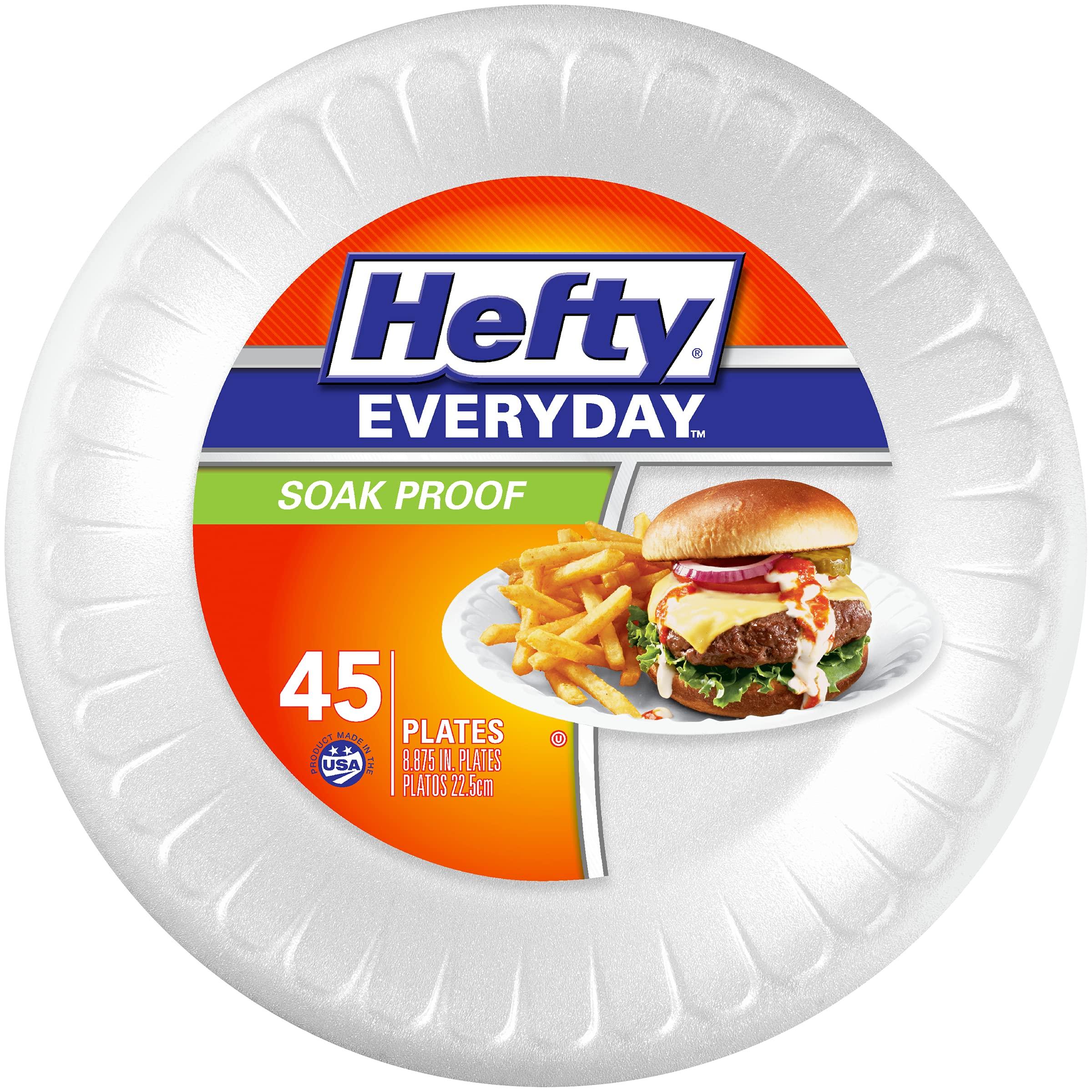Hefty Hefty Everyday Foam Plates, 9 Inch Round, 45 Count (Pack of 12), 540 Total