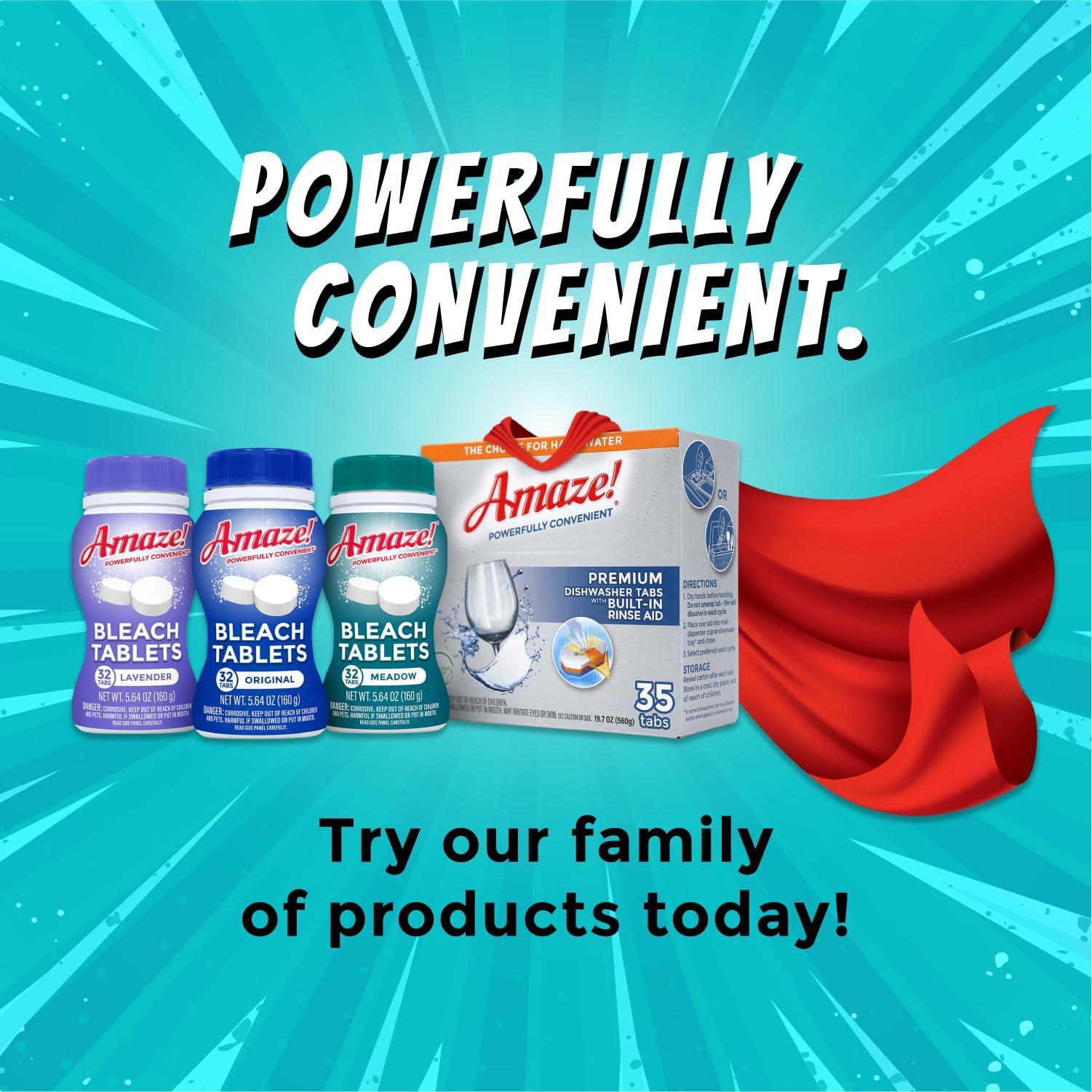 AMAZE AMAZE Ultra Concentrated Bleach Tablets [32 tablets] - Meadow Scent - for Laundry, Toilet, and Multipurpose Home Cleaning. No Splash Liquid Bleach Alternative