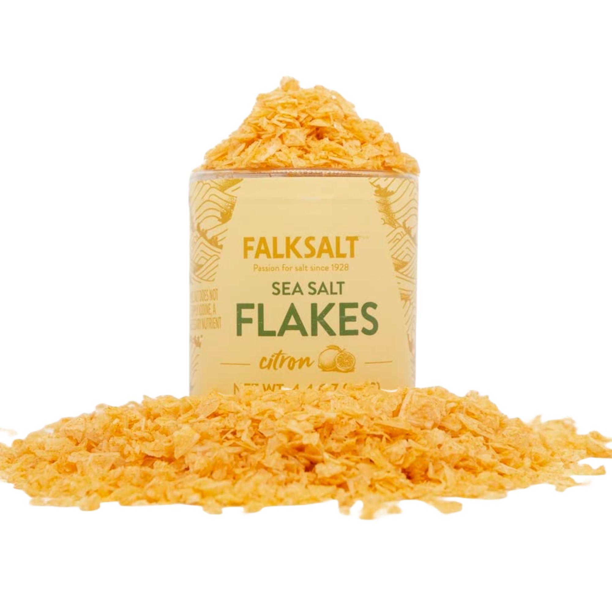 Falksalt FALKSALT Citron Lemon Sea Salt Flakes 4.4oz. | Gourmet Flavored Salt | Handcrafted, Kosher and Halal Certified