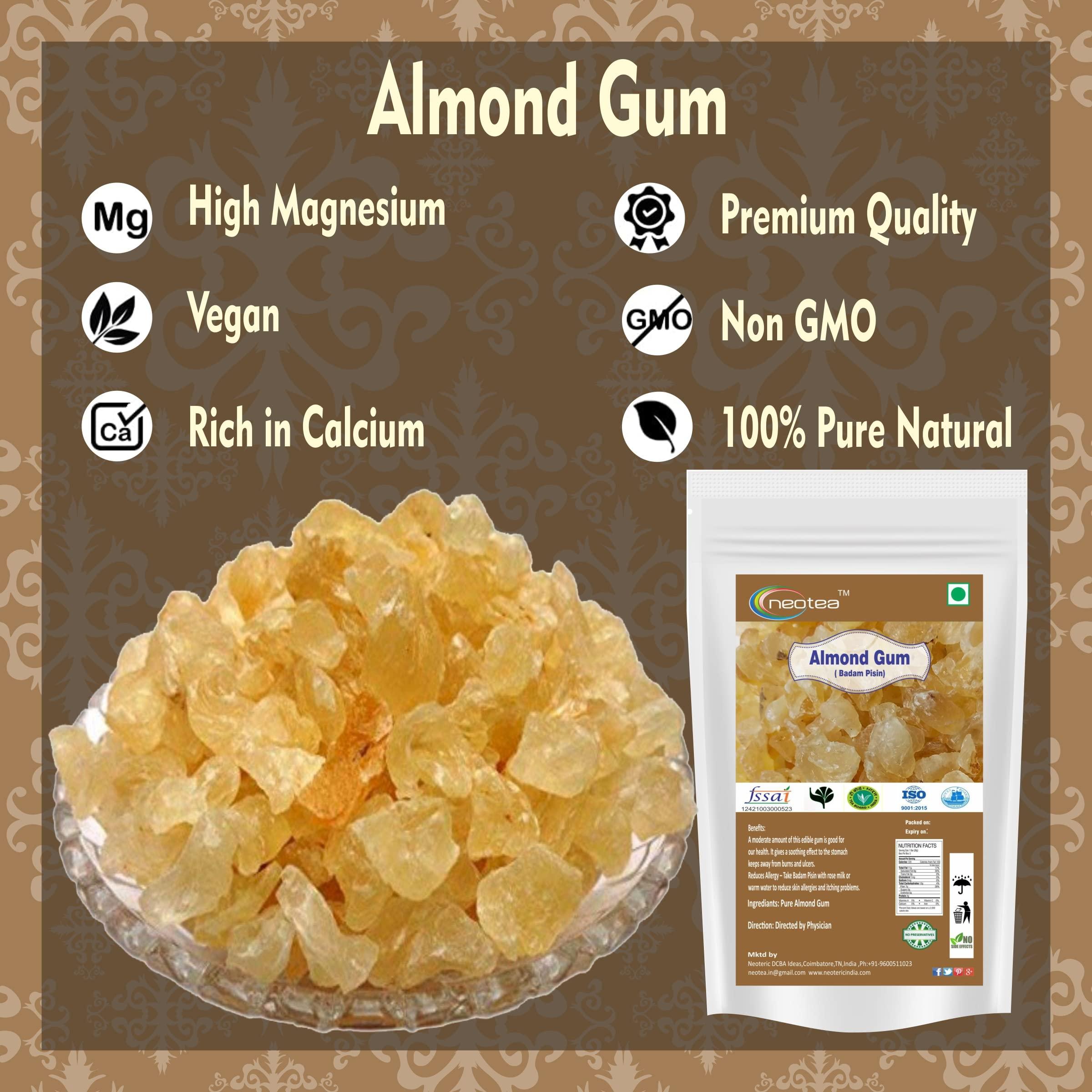 neotea Neotea Almond Gum Badam Pisin Badam Gum | Gond Katira (Ayurvedic Katira) Organic, Katira Gond Indian Gum, Gond Katira Pure Organic, Edible Gum, All Natural, Salt-Free | Vegan | No Colors | Gluten Friendly | NON-GMO-100% Natural 100 GM (3.52 OZ)