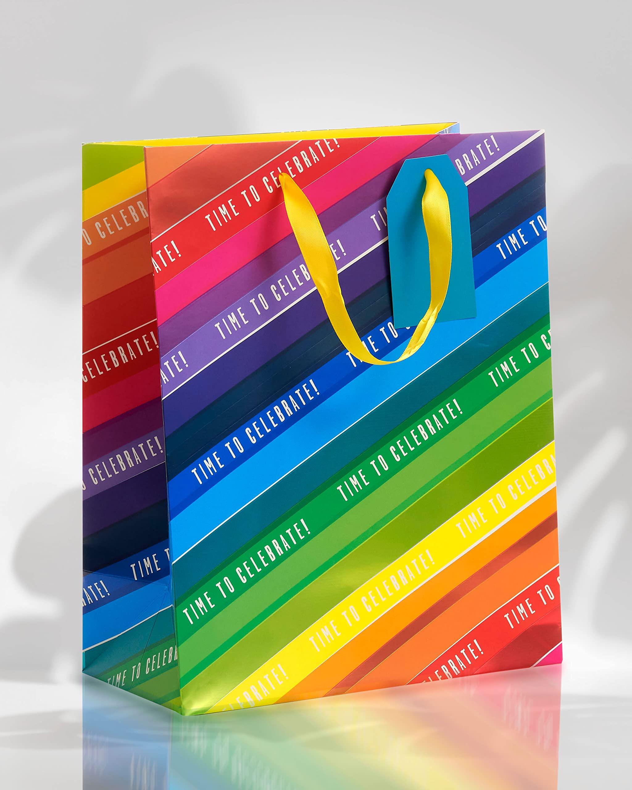 UK Greetings UK Greetings Multipack Of 6 Large Gift Bags With Tags For Any Occasion - Rainbow Design