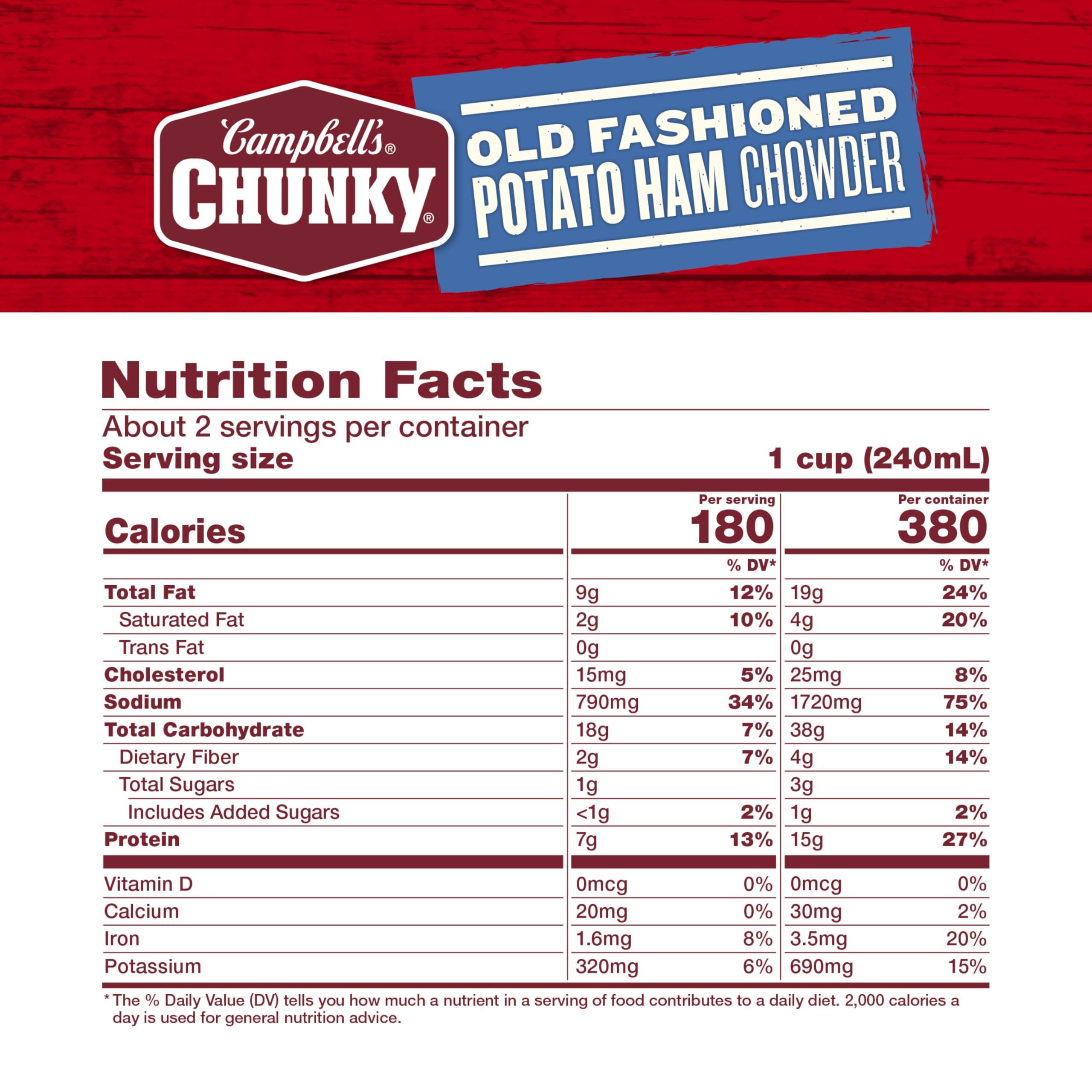 Campbell\'s Chunky Campbells Chunky Soup, Old Fashioned Potato Ham Chowder, 18.8 Oz Can