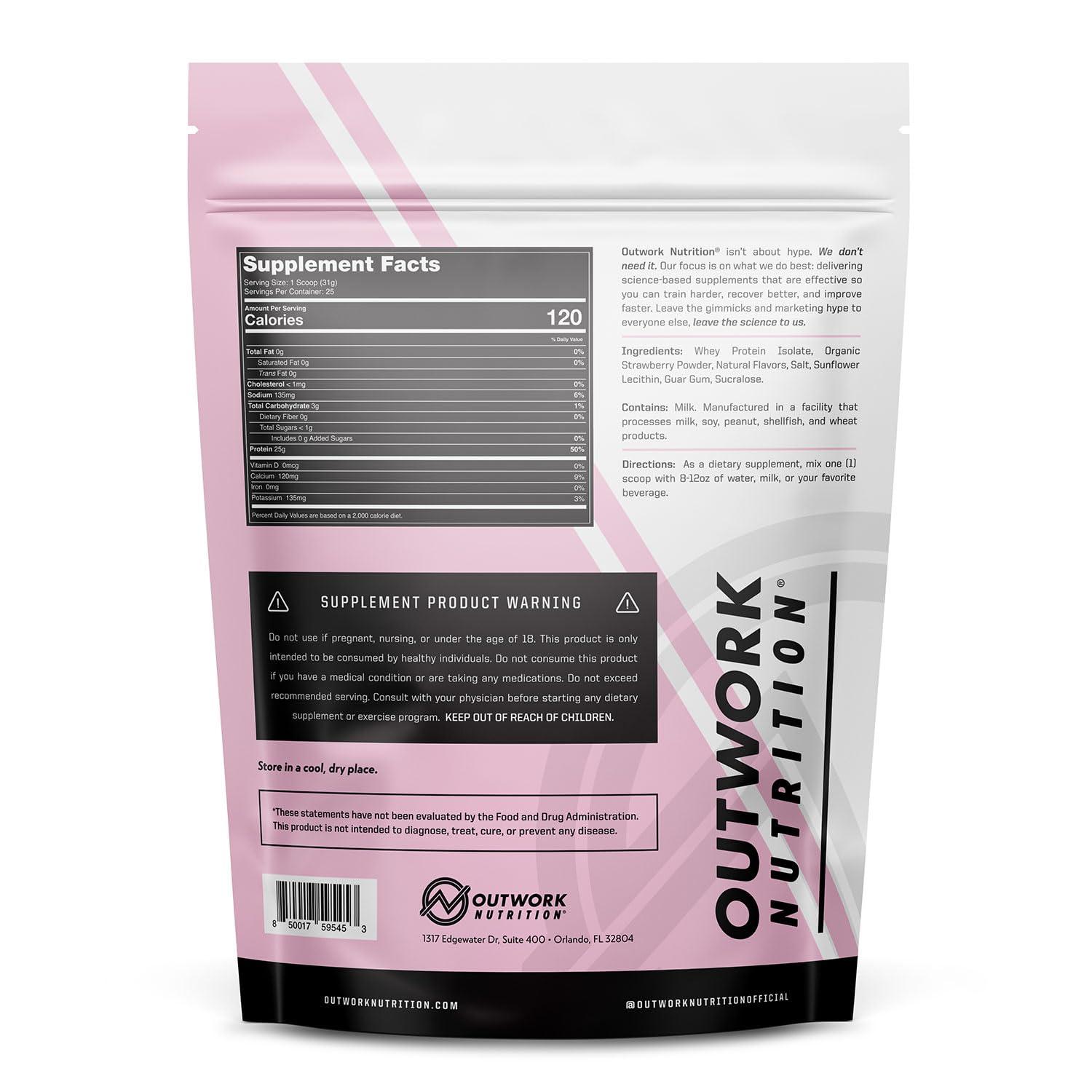 Outwork Nutrition Outwork Nutrition Build Whey Protein Isolate Powder - Low Lactose, Gluten-Free Protein Powder for Muscle Growth & Workout Recovery, Backed by Science, Strawberry, 1.8lbs