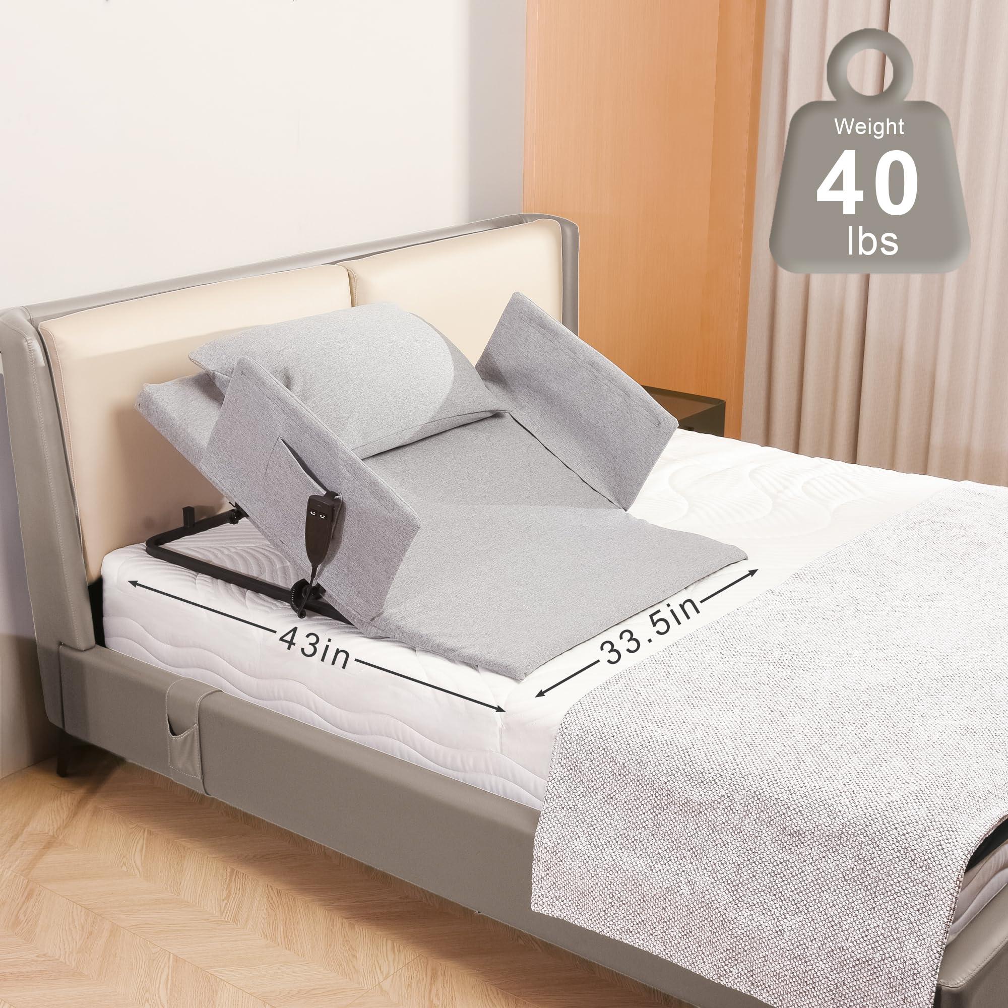 Skuehod Skuehod Electric Power Lifting Adjustable Bed Back Rest for Patient Back Lumbar Support, Assist Elderly to Get Out of Bed Easily, Removeable Bedrails with Pocket, 300lbs Capacity