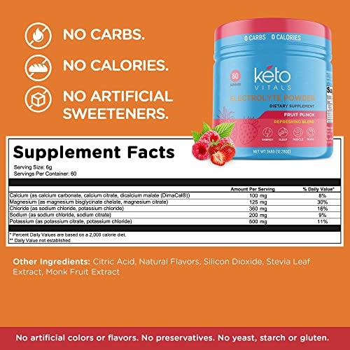 Keto Vitals Keto Vitals Keto Electrolytes Powder | Keto-Friendly Electrolytes with Potassium, Magnesium, Sodium, Calcium | Keto Electrolytes Supplement Energy Drink Mix | Sugar-Free, Zero Calories, Zero Carbs