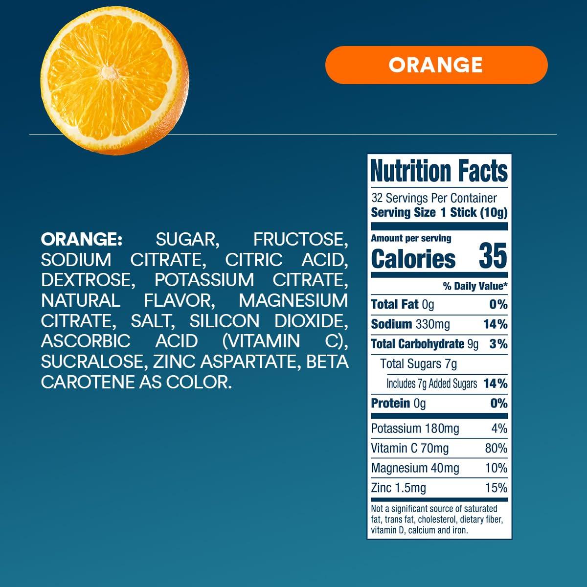 DripDrop DripDrop Hydration - Orange - Electrolyte Drink Mix Single Serve Powder Packets | Non-GMO, Gluten Free, Vegan | 32 Sticks