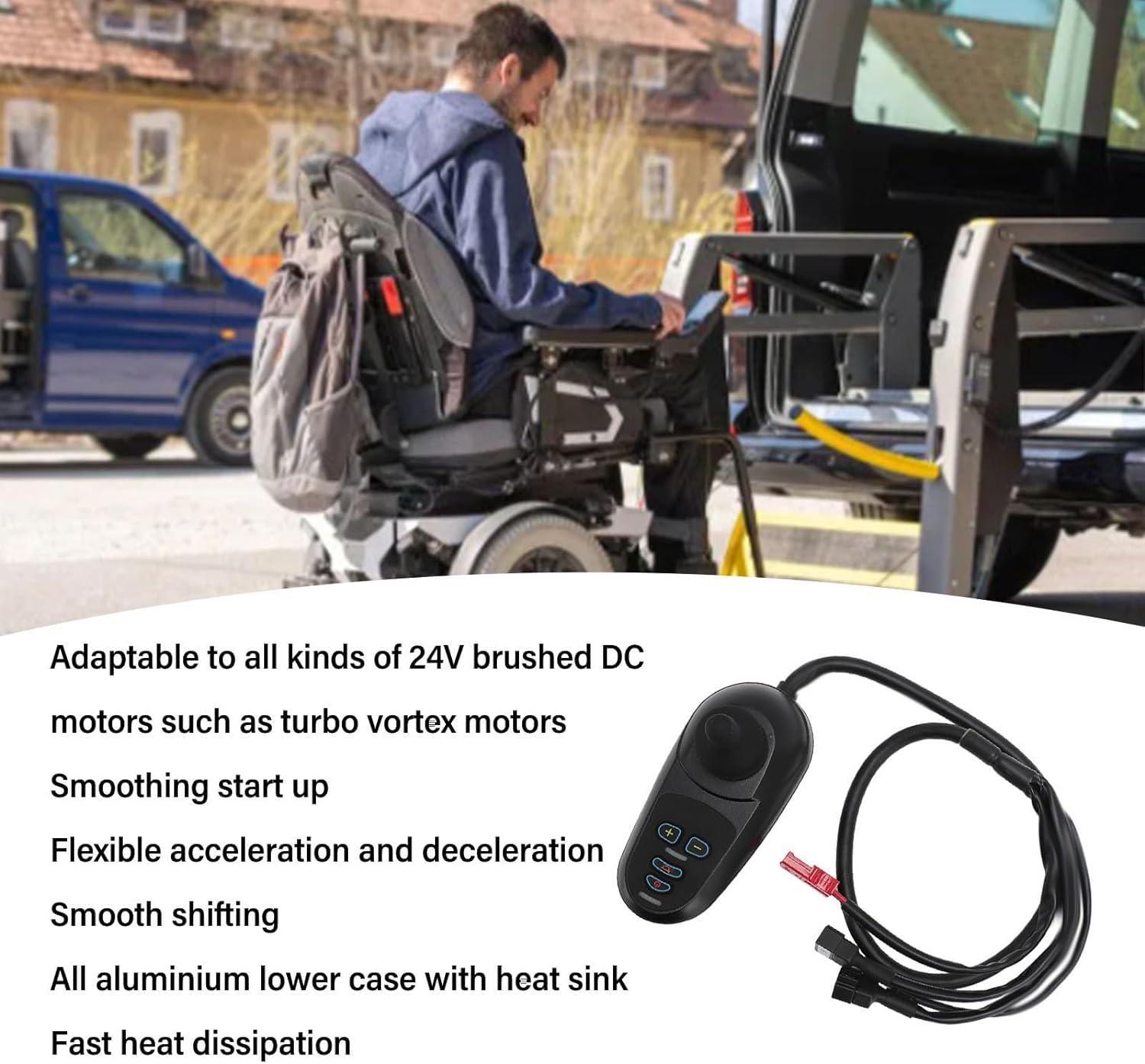 MaldHau Wheelchair Joystick Controller, 24V DC Electric Wheelchair Joystick Controller with Remote Control Brush Motor, 4 Keys Universal Electric Wheelchairs Mobility Accessory