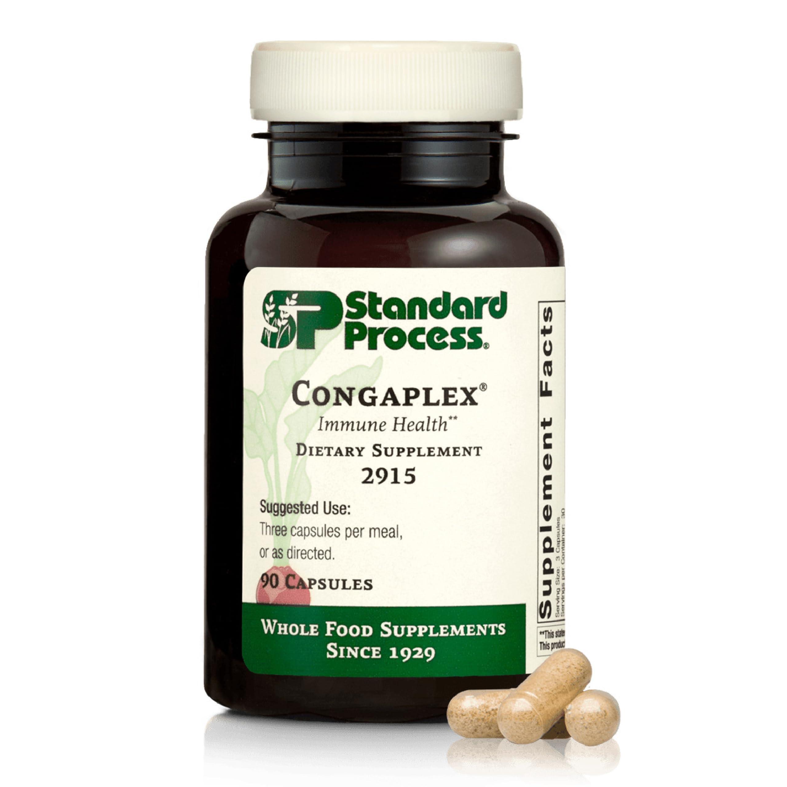 Standard Process Inc. Standard Process Congaplex - Thymus Gland Support Supplement - Support Immune Health with Calcium Lactate, Magnesium, Vitamin C & Vitamin A - Immune System Aid with Mushroom Powder - 90 Capsules