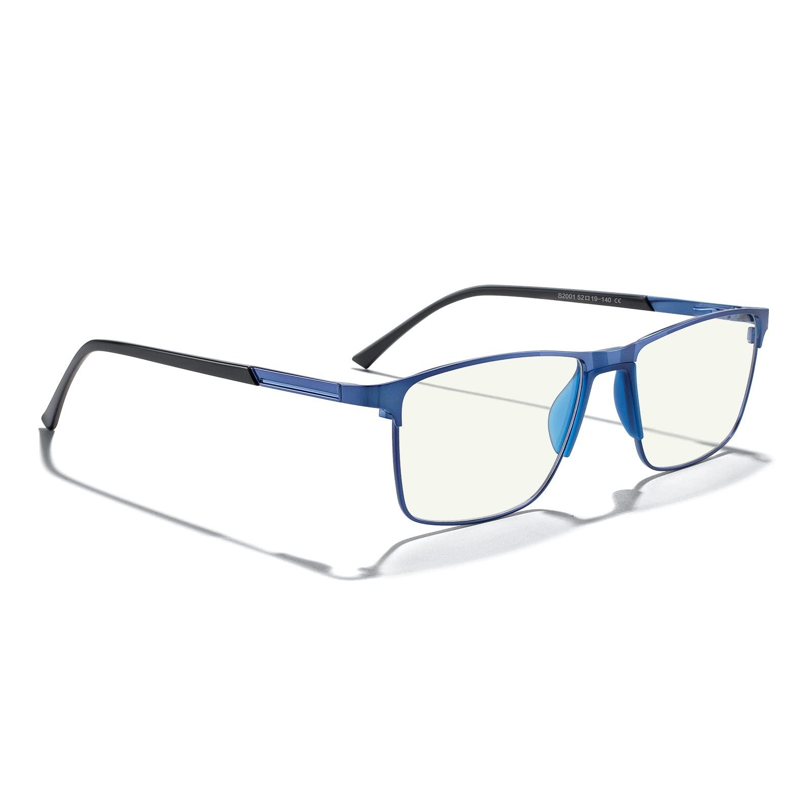 MERRY'S MERRY'S Fashion Blue Light Blocking Glasses - Reading Glasses Metal Frame Spring Hinge Readers for Men Eyeglasses (Blue-52MM, 2.00)