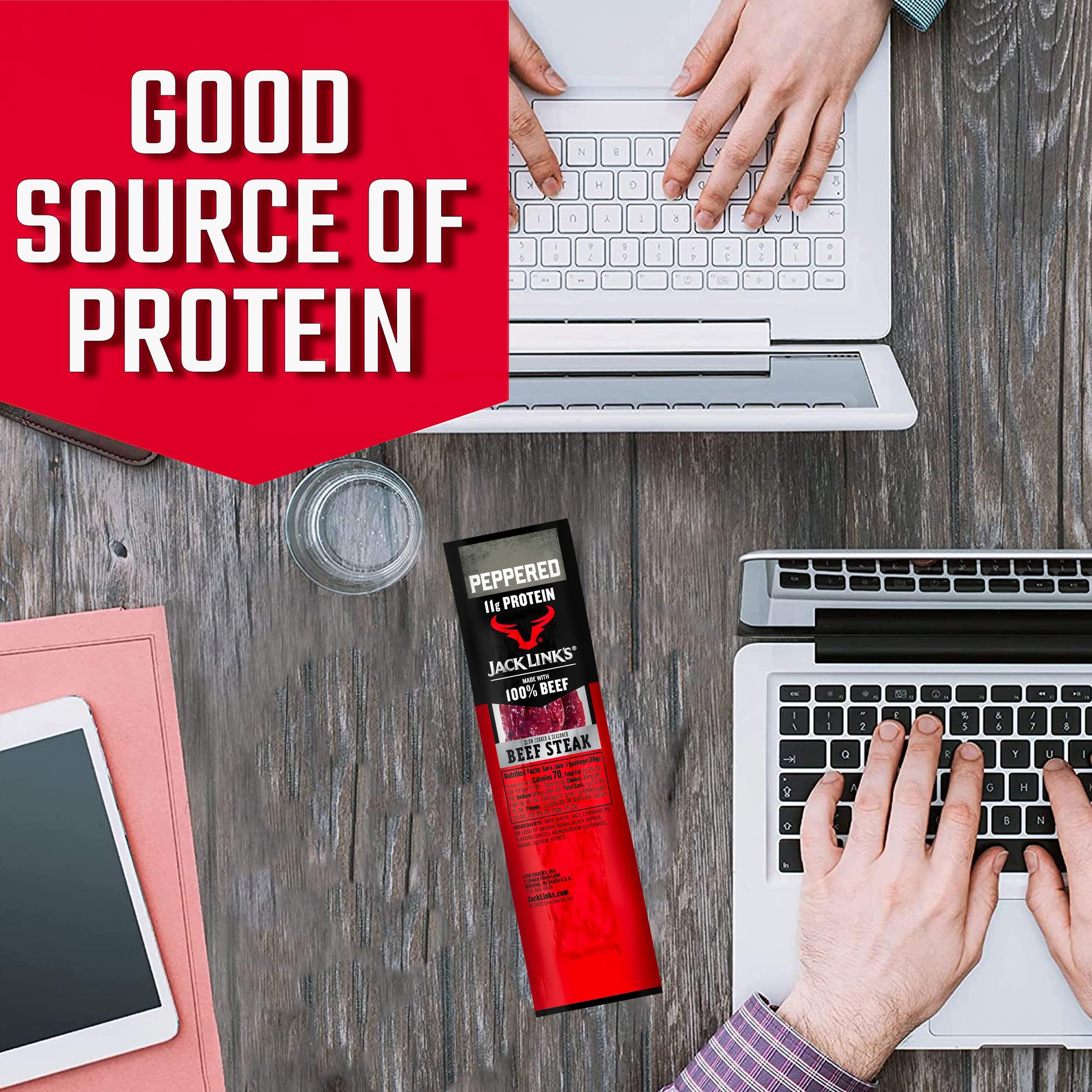 Jack Link\'s Jack Link\'s Premium Cuts Beef Steak, Peppered Protein Snack, Meat Snack with 11g of Protein, Made with 100% Beef, Individually Wrapped Bulk Snack Pack for Break Rooms 1 Oz. (72 Count)