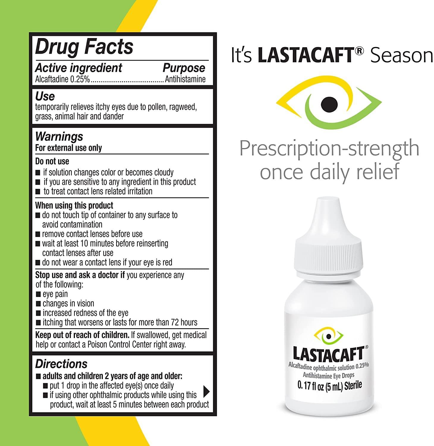 Lastacaft Lastacaft Once Daily Eye Allergy Itch Relief Drops, 60 Day Supply, 0.17 Fl Oz (Pack of 1)