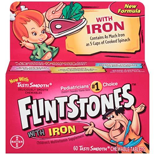 Flintstones Vitamins Flintstones Chewable Kids Vitamins with Iron, Multivitamin for Kids & Toddlers with Vitamin D, Vitamin C & more, 60 Count (Pack of 1)