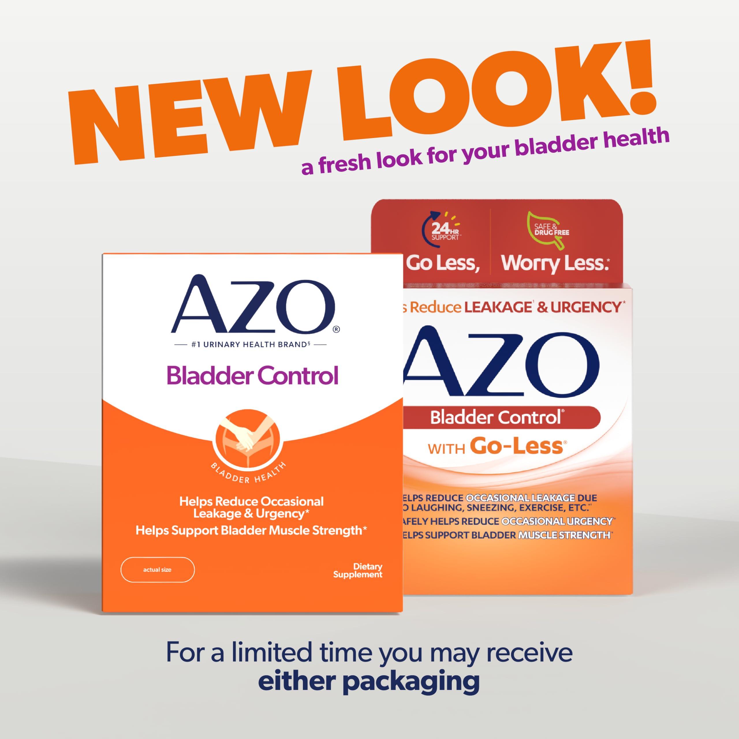 AZO AZO Bladder Control with Go-Less Daily Supplement | Helps Reduce Occasional Urgency& leakage due to laughing, sneezing and exercise | 54 Count Capsules