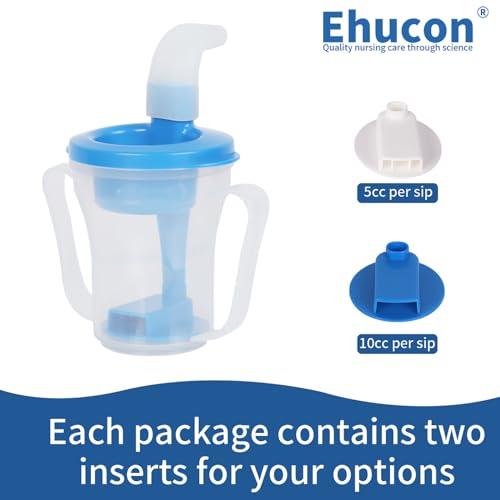 Ehucon Ehucon Dysphagia Regulating Drinking Cup for Elderly-Having Difficulty Swallowing,Dispenses 5 cc or 10 cc of Liquid Helps to Prevent Choking,Liquids Only (Blue)