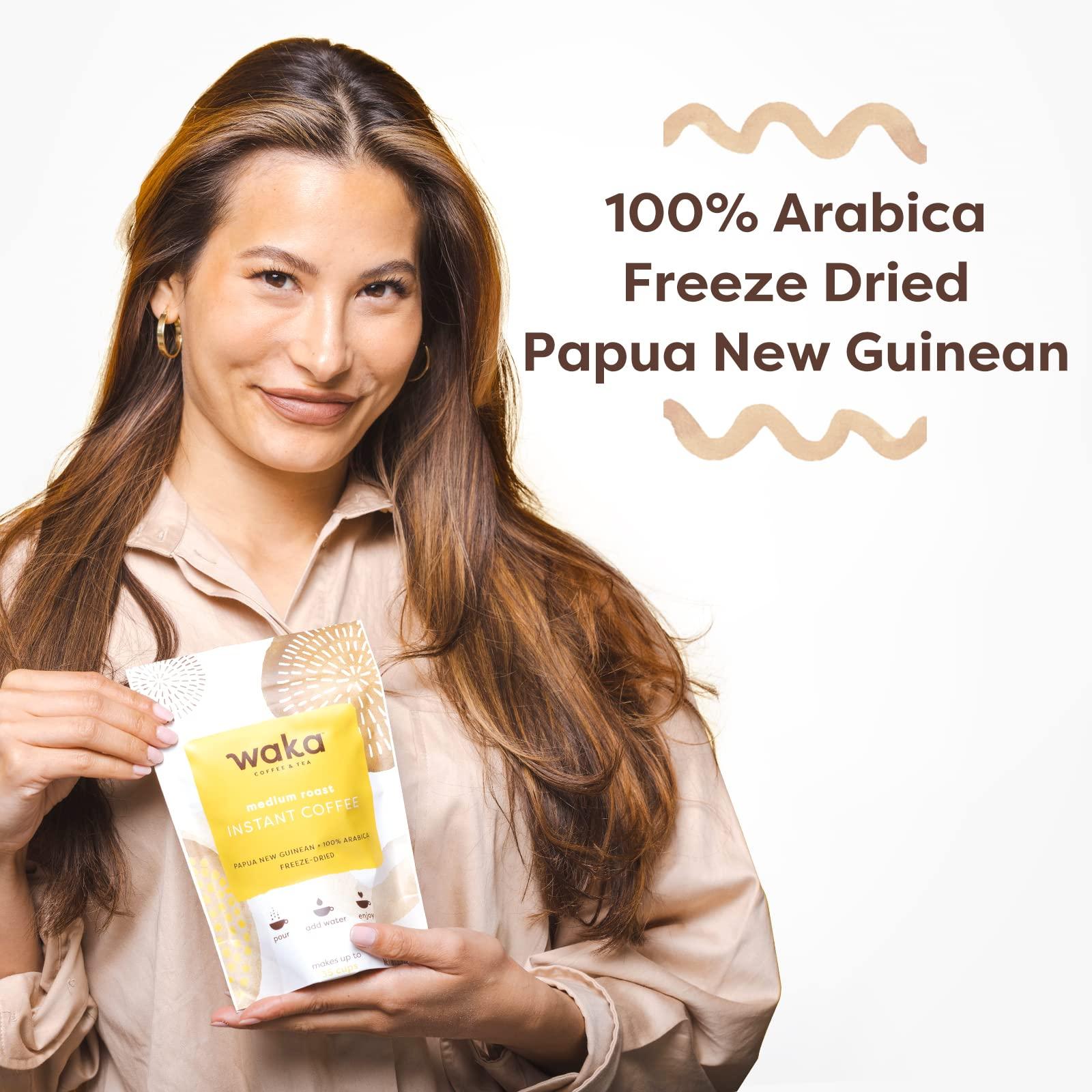 Waka Coffee Waka Instant Coffee, House Roast - 100% Arabica Beans, Freeze Dried Granules, No Sugar or Additives - Bulk Bag for Quick Hot and Iced Coffees, Up to 35 Cups (3.5oz)