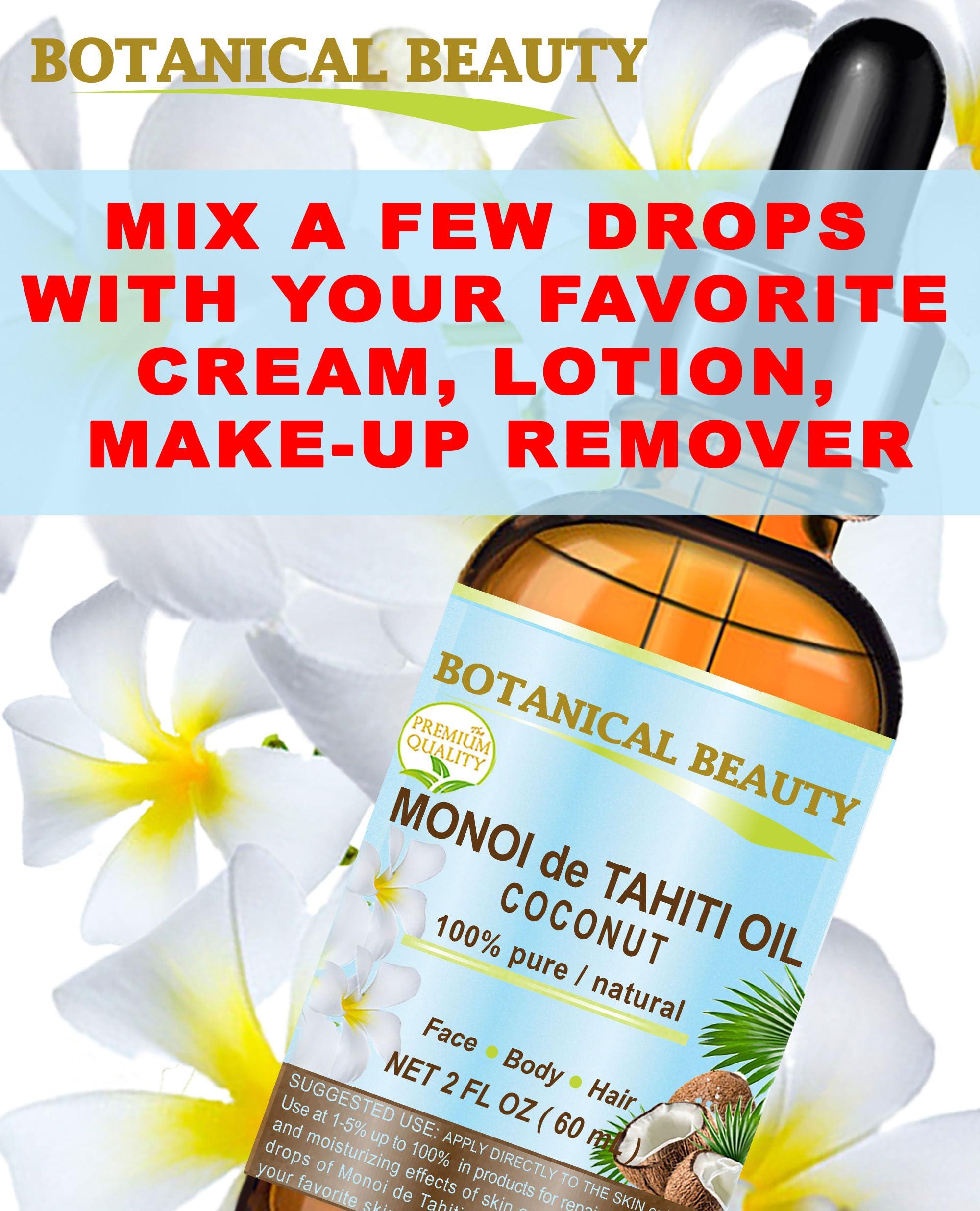 Botanical Beauty Botanical Beauty MONOI de TAHITI OIL COCONUT 100% Pure Natural Virgin Unrefined RAW 2 Fl. Oz.- 60 ml for FACE, SKIN, BODY, HAIR, NAILS