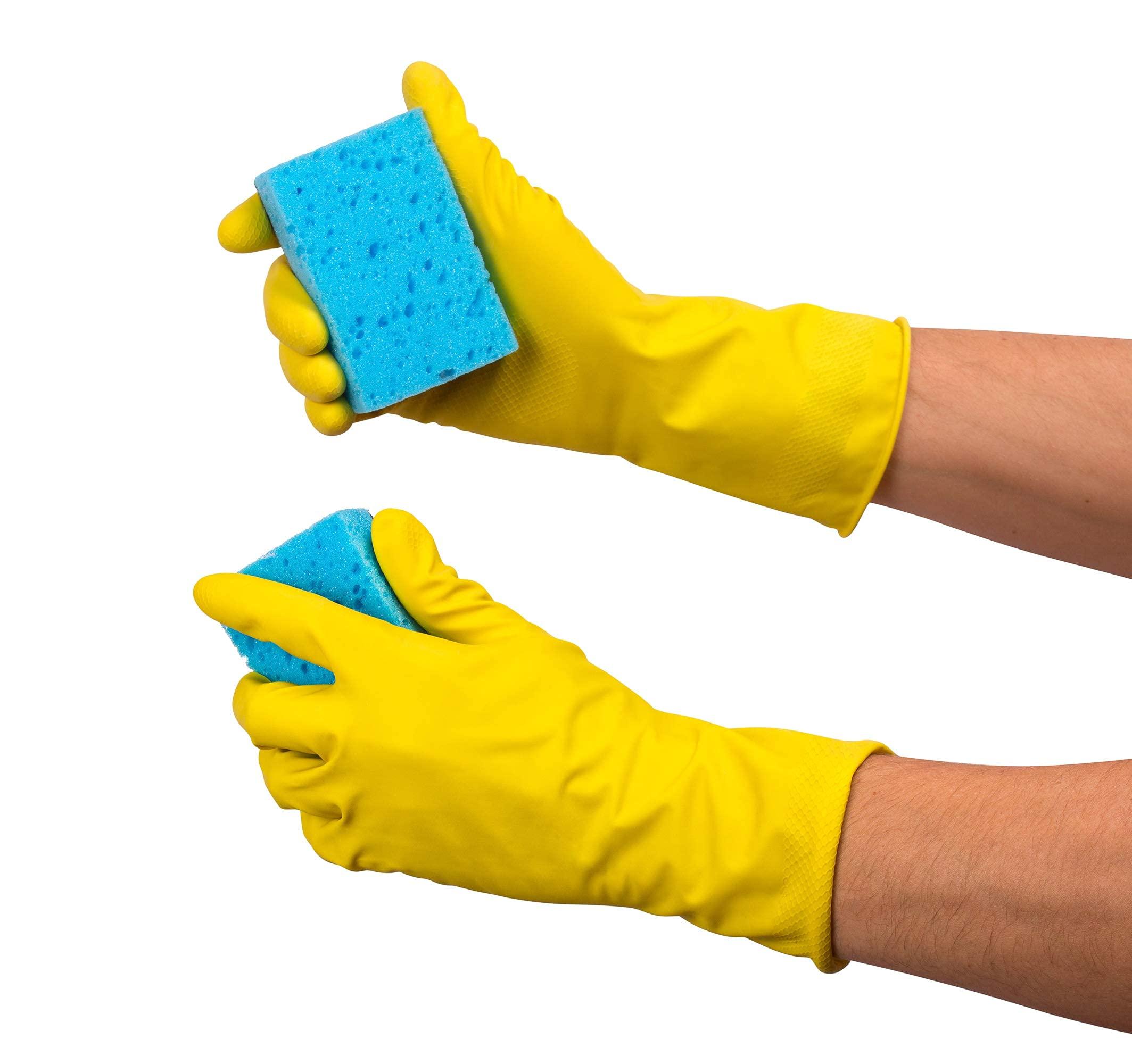 SteadMax SteadMax 3 Pairs Cleaning Gloves, Reusable Natural Rubber Dish Gloves, Waterproof Latex Non-Slip Dishwashing Gloves for Kitchen and Household (X-Large, 3 Pack)