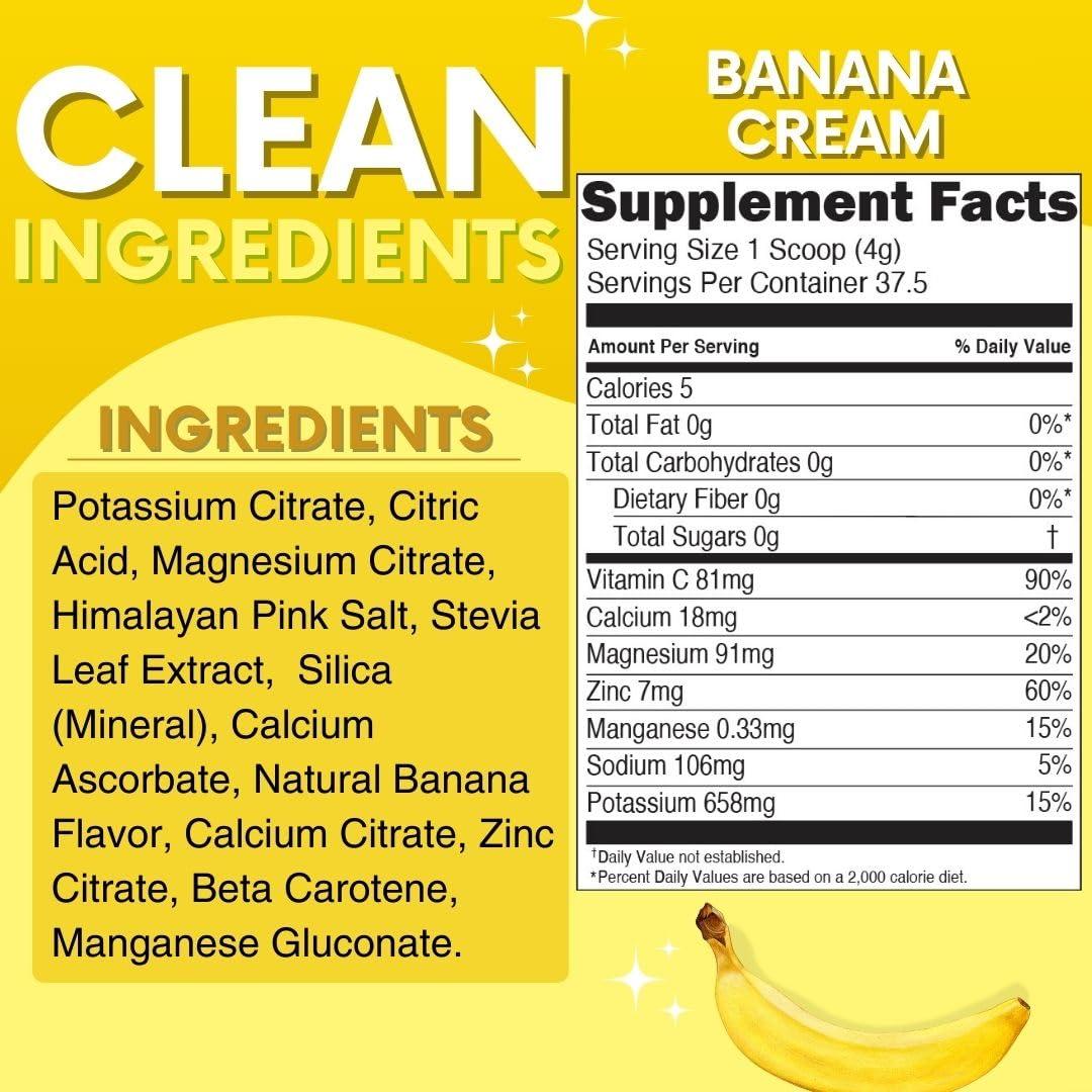 My Adventure to Fit Zero Sugar - Banana Cream Electrolytes Powder - Refreshing Hydration - Caffeine Free Energy with All Natural Ingredients - Vegan, Keto & Paleo - Sugar Free Electrolytes Powder Drink Mix - 37 Servings
