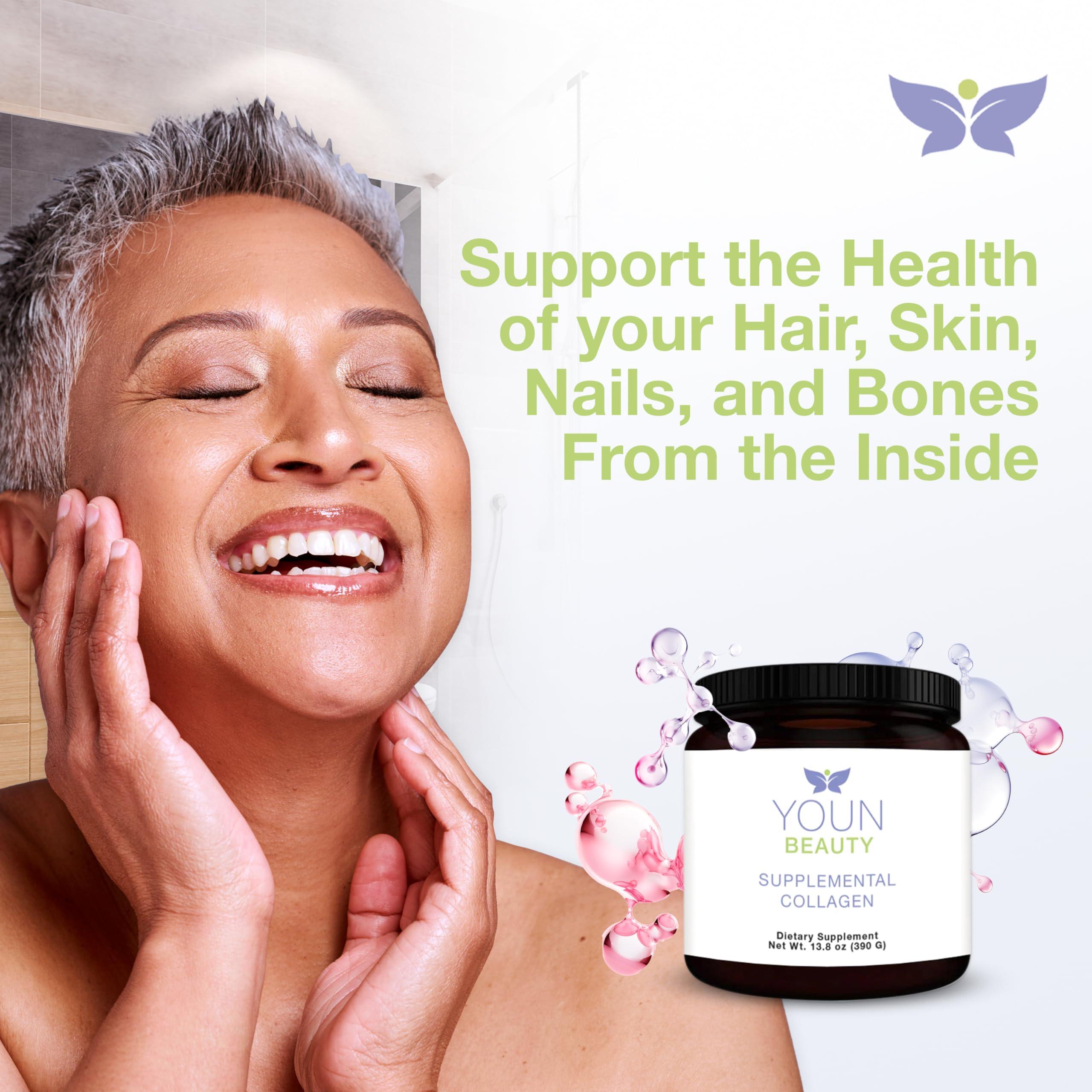 YOUN Beauty YOUN Beauty Supplemental Collagen Powder by Holistic Plastic Surgeon Dr. Anthony Youn, 30 Servings (Unflavored)  Fortigel, Fortibone & Verisol Multi-Collagen Peptides for Skin Health