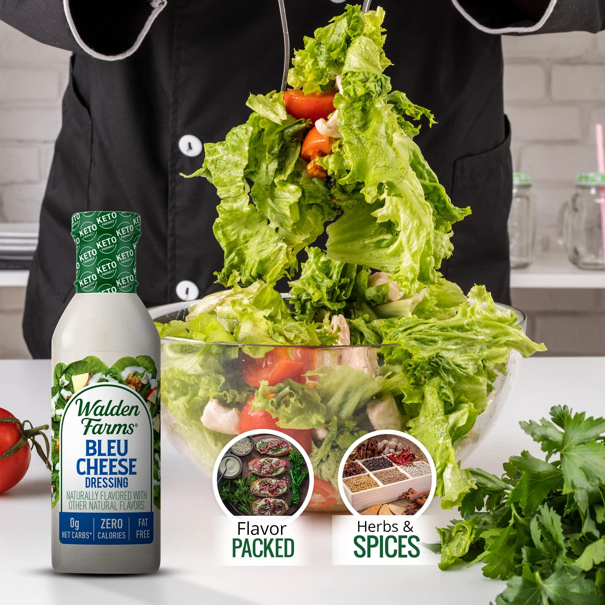 Walden Farms Walden Farms Bleu Cheese Dressing - Calorie-Free, Gluten-Free, Low Carb, Keto-Friendly, Sugar-Free, Rich Bleu Cheese Flavor, (12 oz Bottle x 2)
