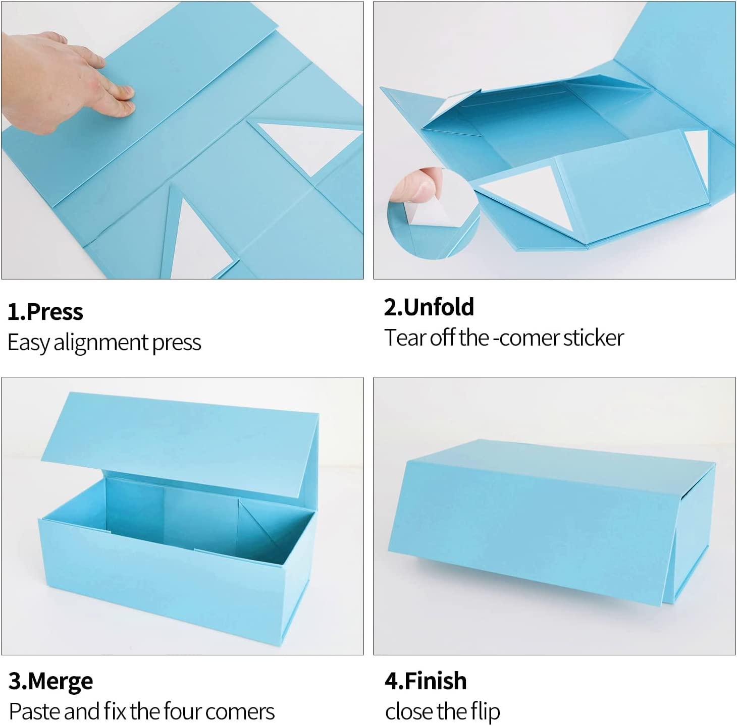 ROSTELACK Blue Gift Box 10\" x 6\" x 3\" with Magnetic Closure Lid Gift Box for Presents,Bridesmaid Gifts Box,Cute Box,Birthday Gift box,Luxury for Gift Packaging, Magnetic Gift Box for Wrapping Gifts (Blue)