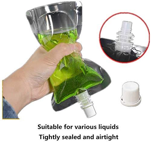 Haohotip 100PCS Drink Pouches with Plastic Clear Smoothie Packaging Bags Container Heavy Duty Hand-held Leak-Proof Reclosable Drink Pouches for Frozen Juice Liquor Drinks Flasks (380ml Straight Mouth Bag)