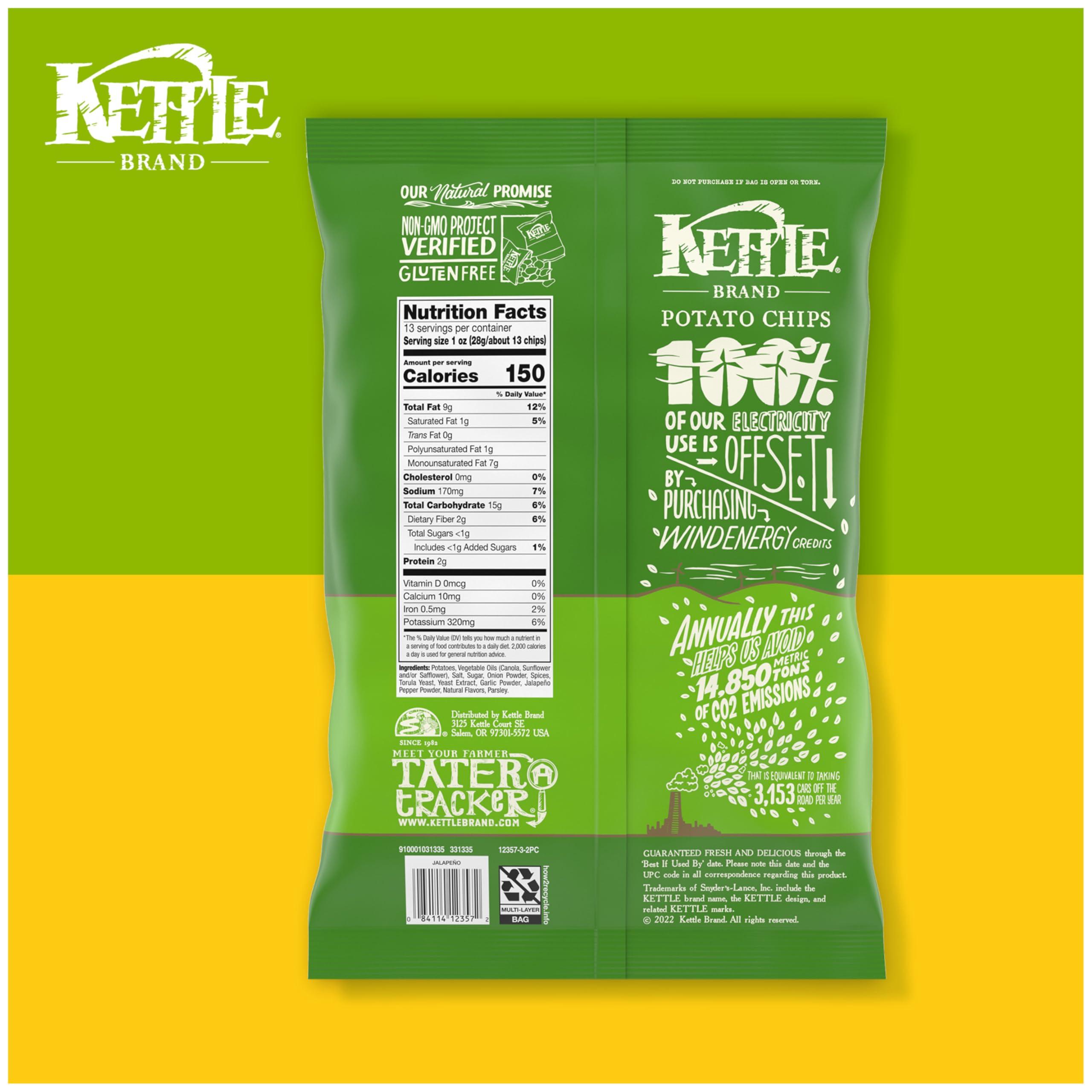 Kettle Brand Kettle Brand Potato Chips, Jalapeno Kettle Chips, Party Size, 13 Oz