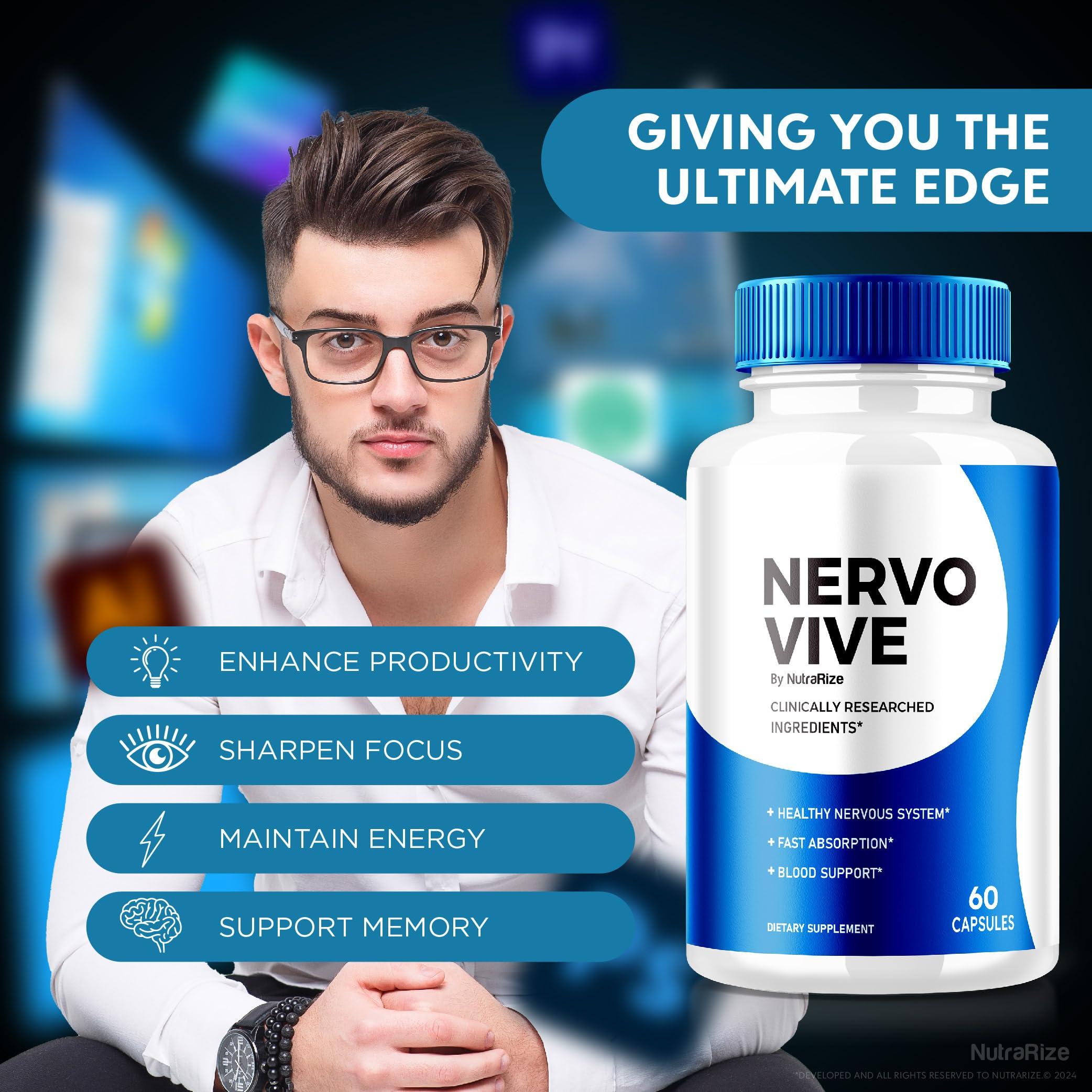 NutraRize NutraRize (Pack of 2 NervoVive Nerve Health Support Pills, All Natural Potent Supplement, Maximum Strength Formula for Overall Health and Wellness, Official Nutritional Reviews (120 Capsules)