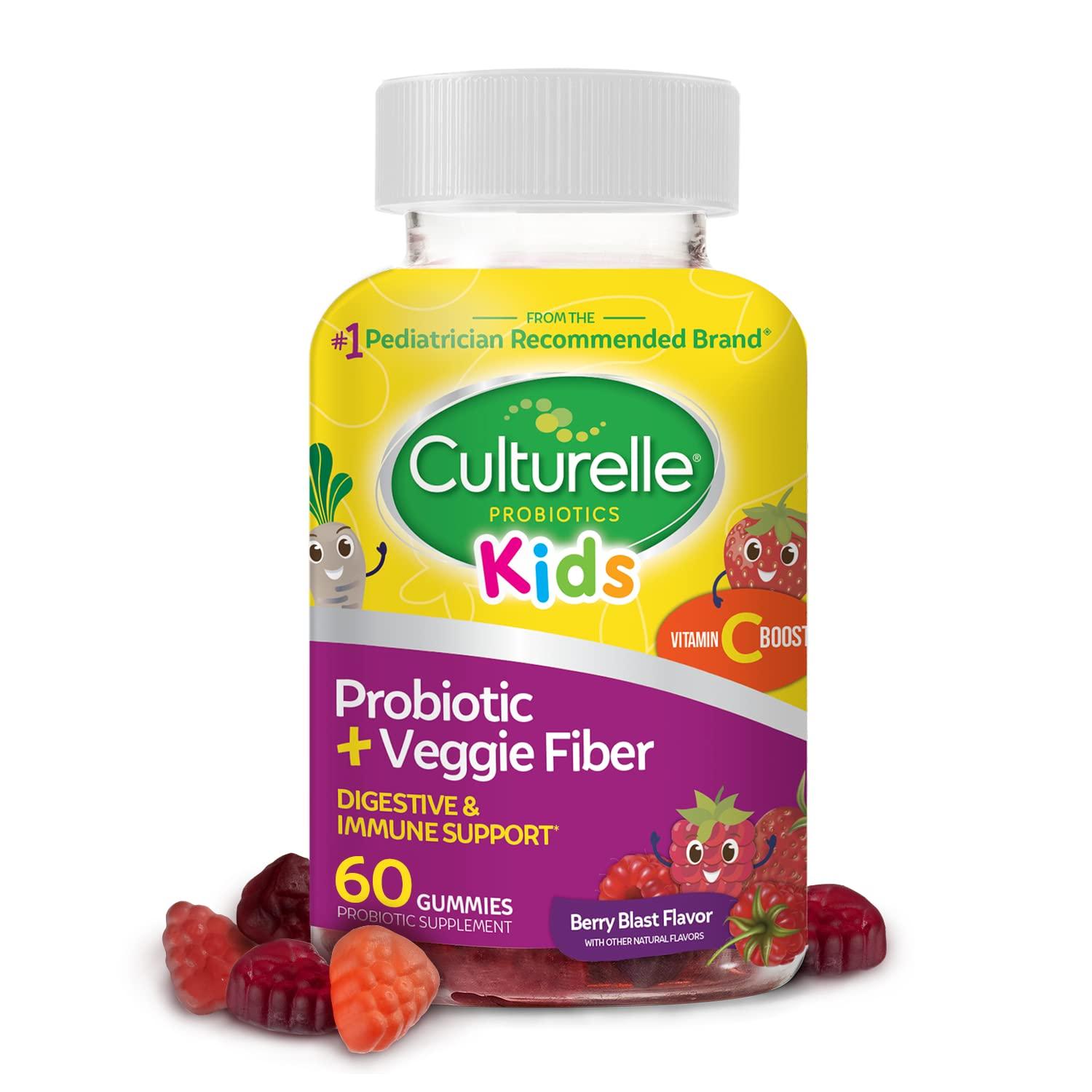 Culturelle Culturelle Immune Defense Probiotic with Vitamin C, Vitamin D and Zinc + Elderberry & Daily Probiotic for Kids + Veggie Fiber Gummies (Ages 3+)