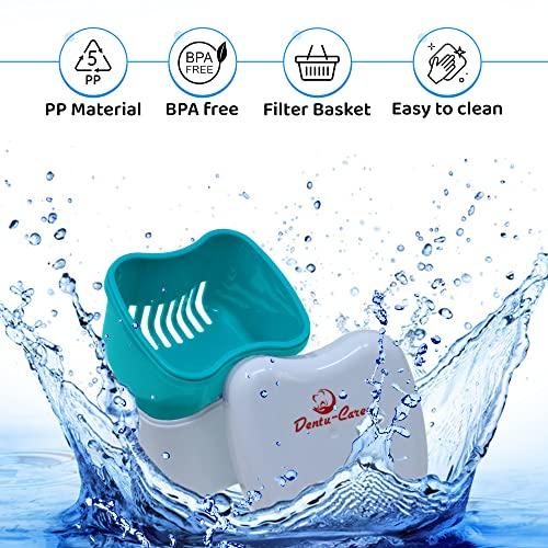 Dentu-Care Polident 3 minutes Denture Cleaner 84 Tablets Bundle Dentu-Care Denture Case and Brush | Easy To Maintain Good Clean Full/Partial Dentures Mouthguards | No More Spongy Painful Gums