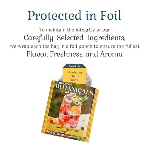 Bigelow Tea Bigelow Botanicals Cold Water Infusion Blueberry Citrus Basil Herbal Tea, Caffeine Free Tea with Blueberry Citrus Flavor, 18 Count Box (Pack of 6), 108 Total Tea Bags