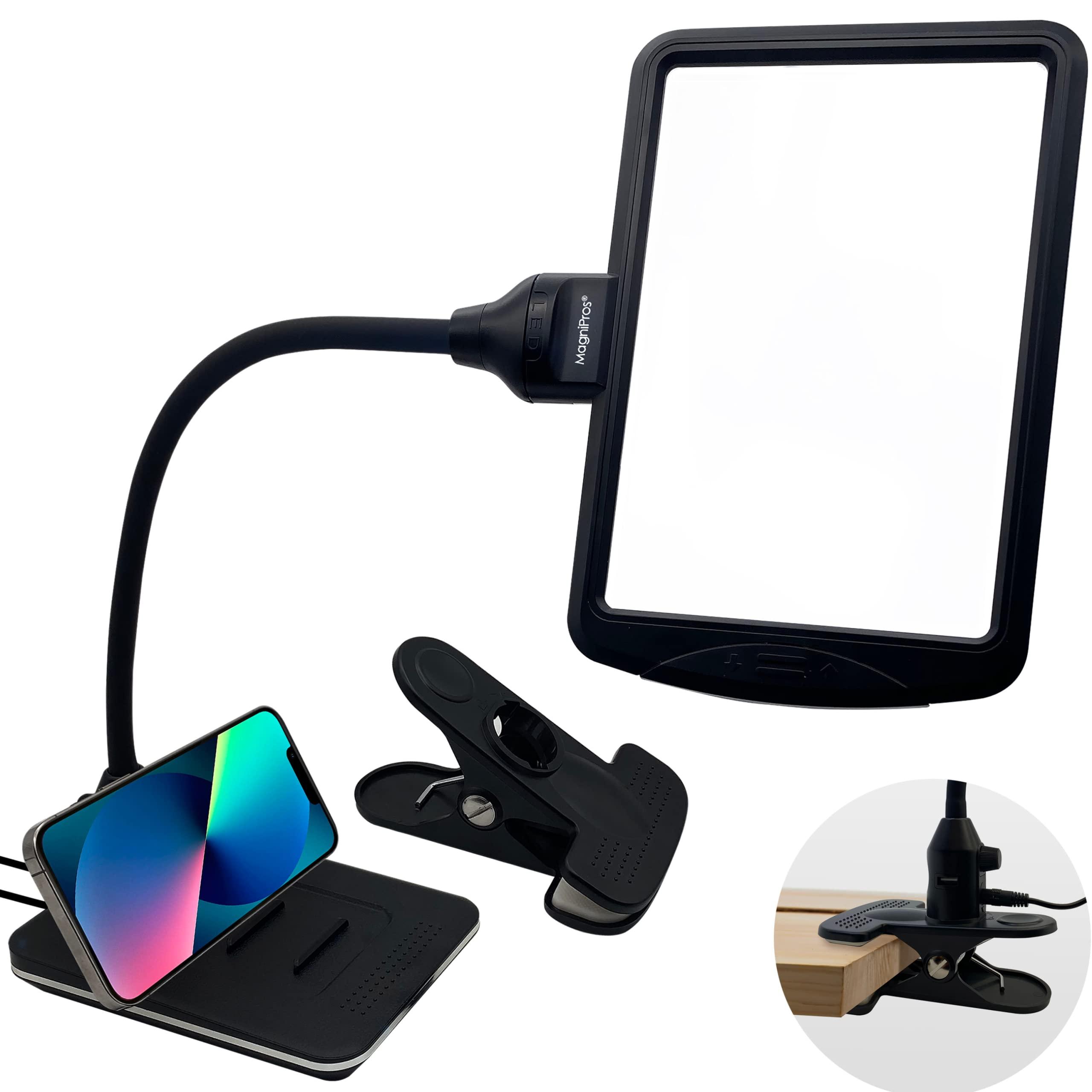 MagniPros See Things Differently MagniPros 4X Magnifying Desk Lamp with Detachable Clamp, Magnifying Glass with Stepless Dimming, Extra Large Viewing Area for Reading, Painting, Sewing, Crafts & Close Work